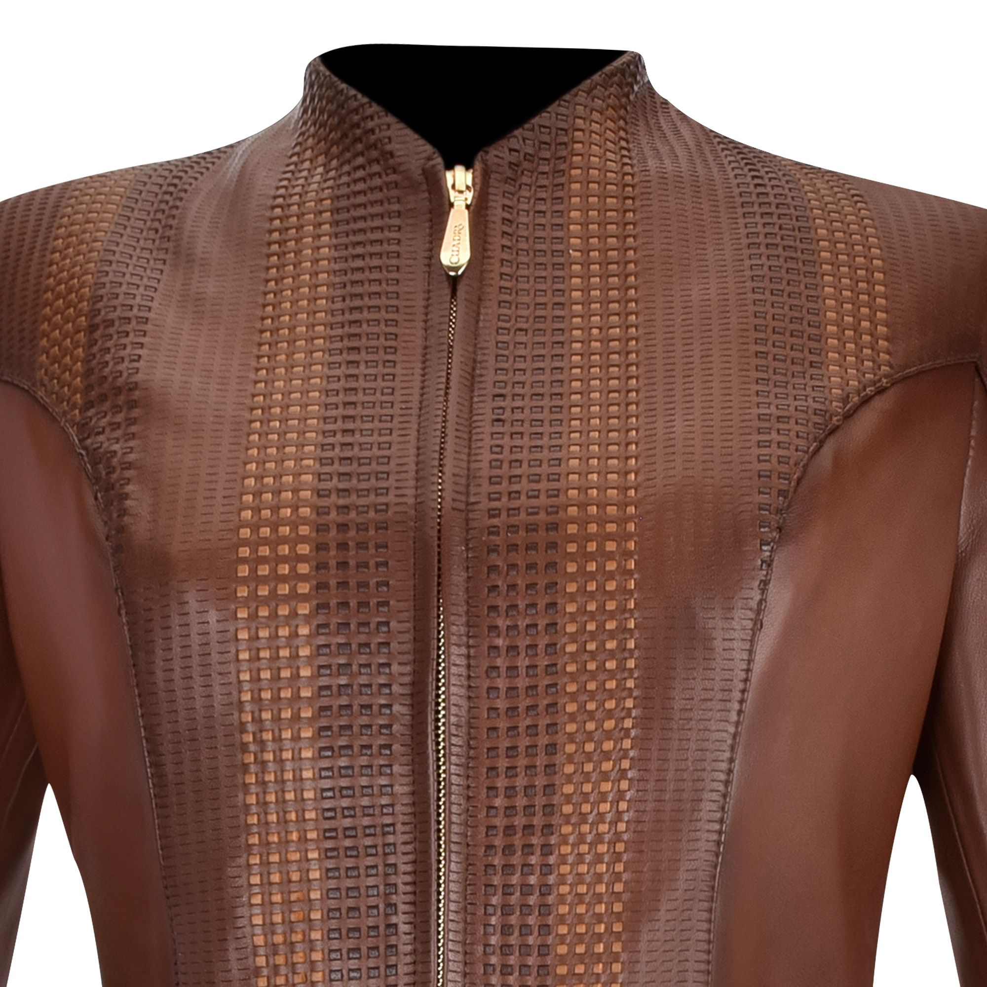 Premium Brown Lambskin Woven Blouson Jacket for Women - Stylish Casual Outerwear for Everyday Wear & Fall Fashion
