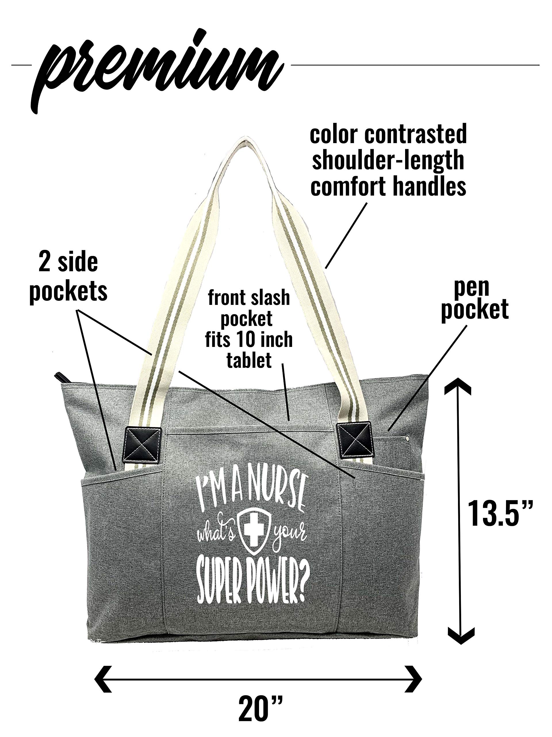 **Large Nurse Tote Bag for Work - Durable Nursing Bag with Zipper, Multiple Pockets & Reinforced Straps - Spacious Medical Tote for Nurses, Doctors & Healthcare Professionals - Perfect for Hospital Shifts, Clinical Work & Travel**