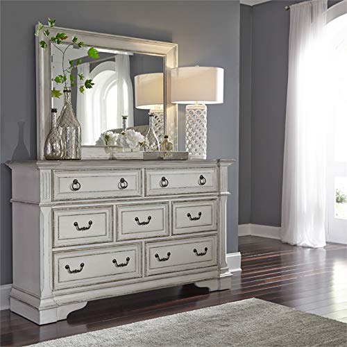 Liberty Furniture Abbey Park White Mirror - Elegant Full-Length Wall Mirror for Bedroom, Living Room & Entryway Decor