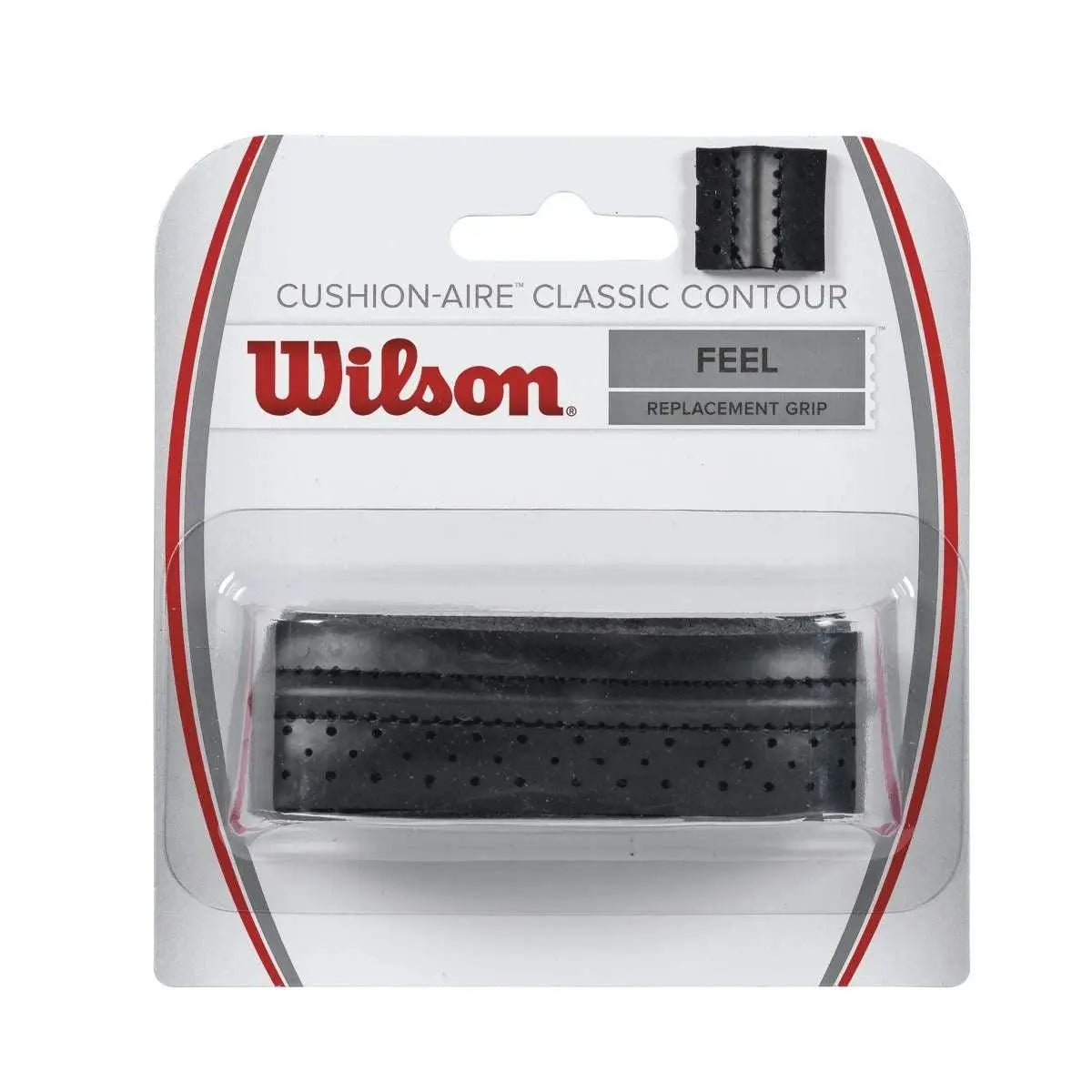 Wilson Cushion Air Classic Contour Replacement Tennis Grip - Black | Comfort & Shock Absorption for Tennis, Badminton & Squash Rackets | Perfect for Players Seeking Better Control & Vibration Reduction