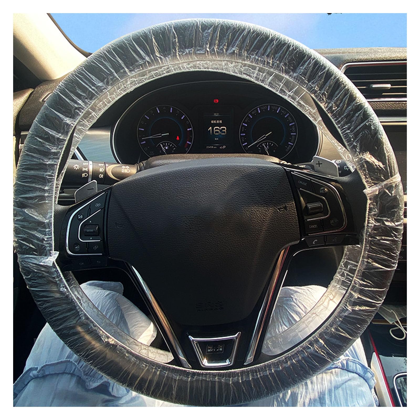 Ziciner 100PCS Disposable Steering Wheel Covers - Universal Clear Plastic Car Steering Wheel Protectors with Elastic Edges for Auto Detailing, Oil Changes & Body Shops | Perfect for Mechanics, Car Washes & Vehicle Maintenance (Style2-100PCS)
