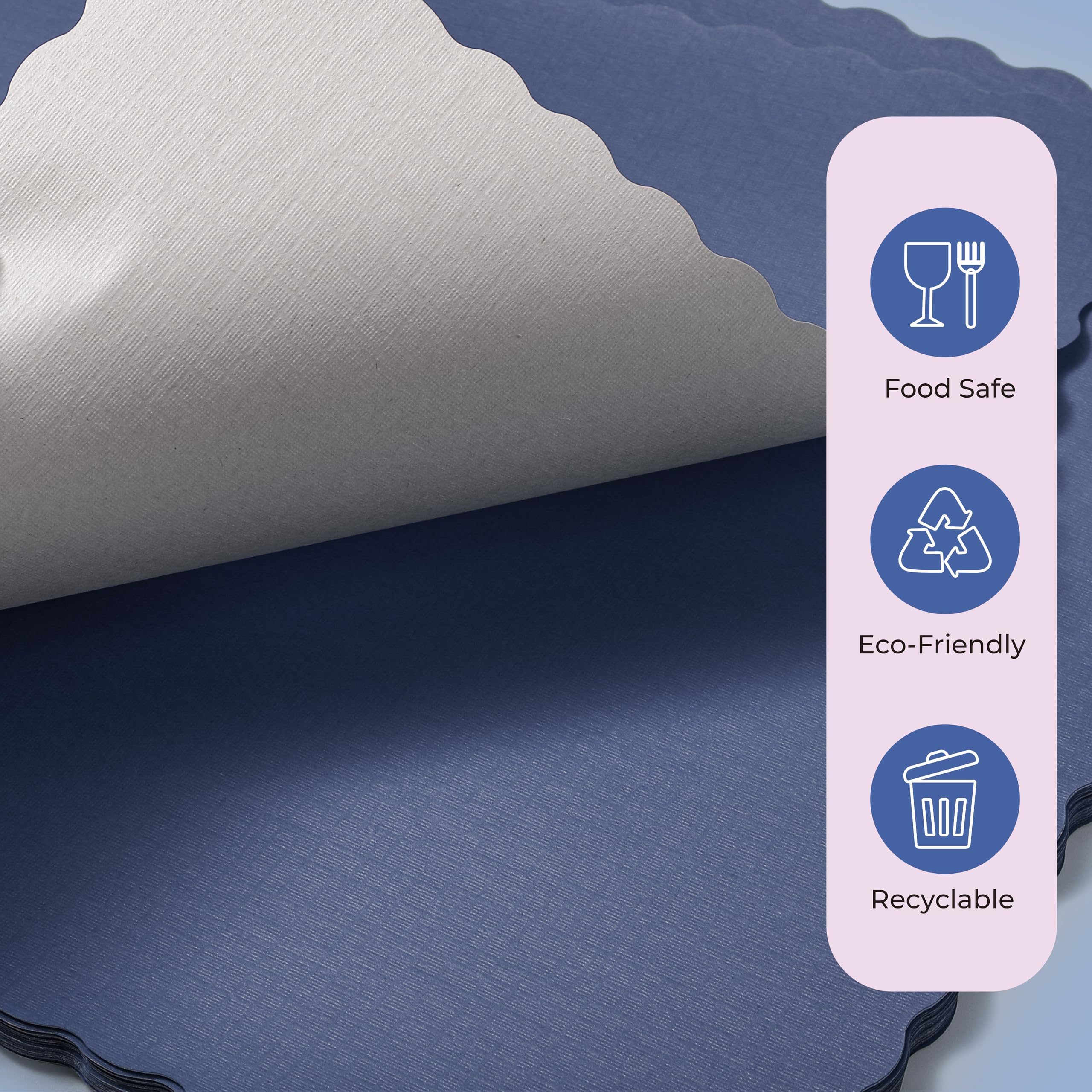 1000 Pack Disposable Paper Placemats 14x10 Inch - Blue Wavy Scalloped Edge for Restaurants, Catering & Dining Tables | Perfect for Baby Showers, Kids Birthday Parties & Family Gatherings