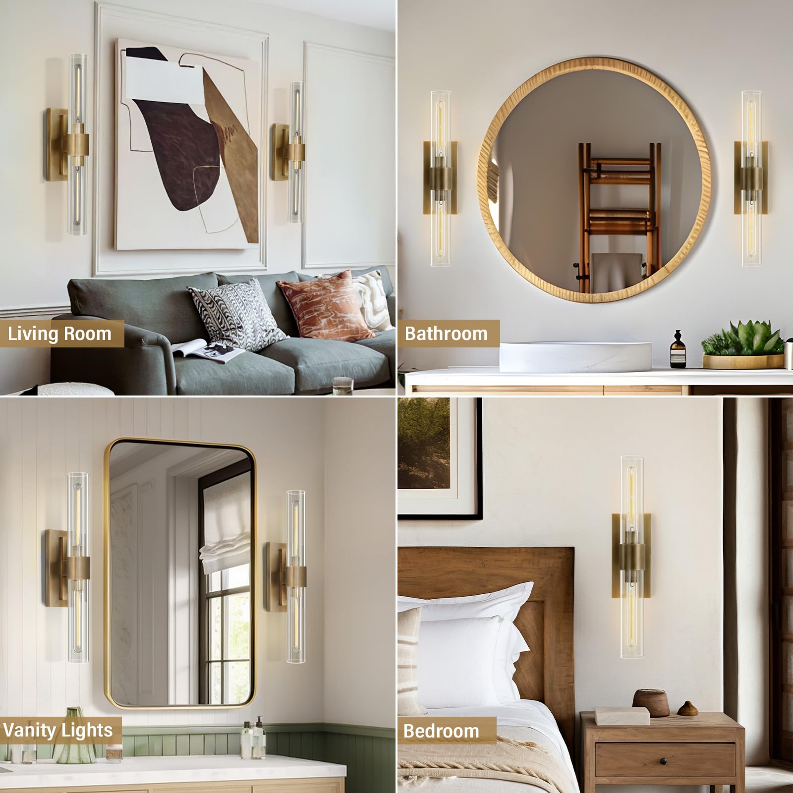 Elegant Gold Wall Sconces Set of 2 - 22.8