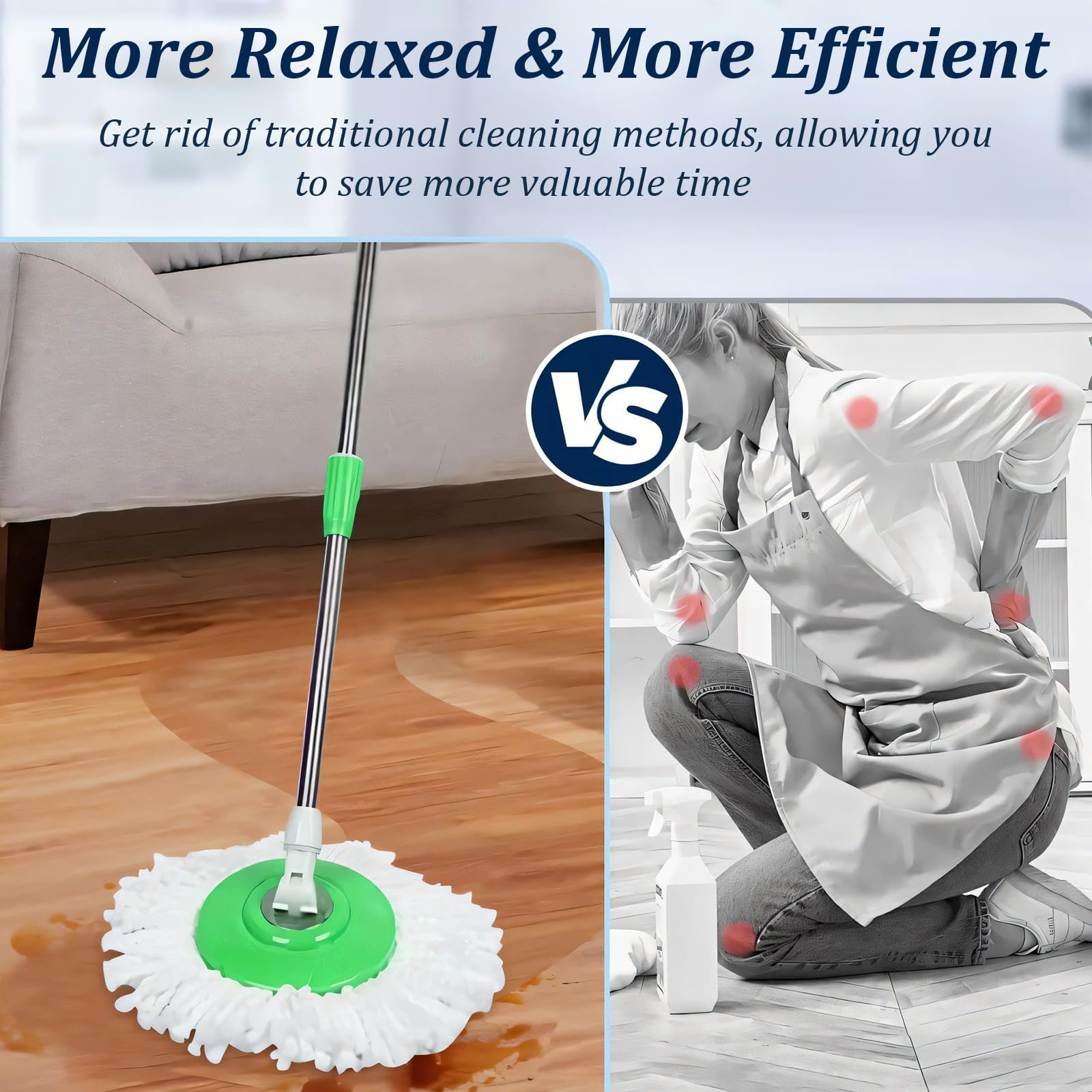 360° Spin Mop and Bucket Set with Wringer - Stainless Steel Adjustable Handle for Floor Cleaning - Perfect for Hardwood, Tile & Laminate Floors - Green