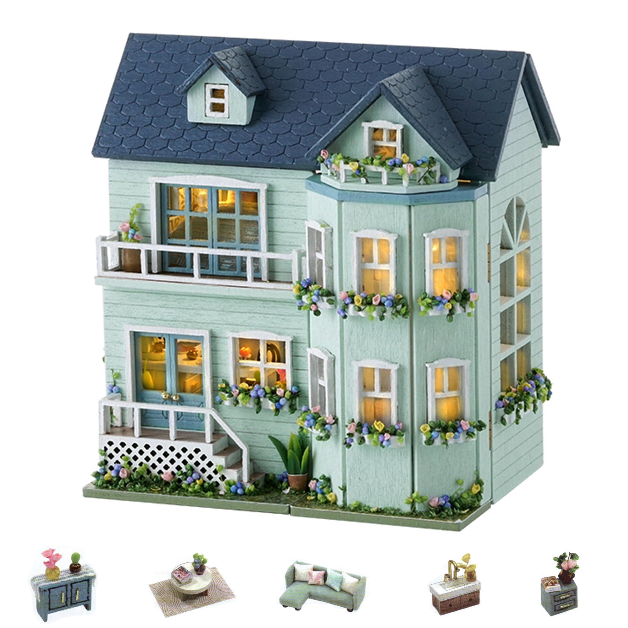 Flever Miniature Dollhouse DIY Kit - Creative Tiny House with Furniture for Valentine's Day Gift, Romantic Home Decor (Warm House) | Perfect for Collectors, DIY Enthusiasts & Romantic Home Decoration