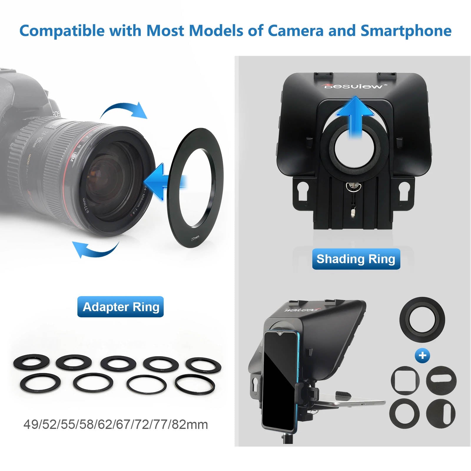 T3 Teleprompter for Smartphones, Tablets & DSLR Cameras - Professional Video Recording for YouTube, Live Streaming & Presentations
