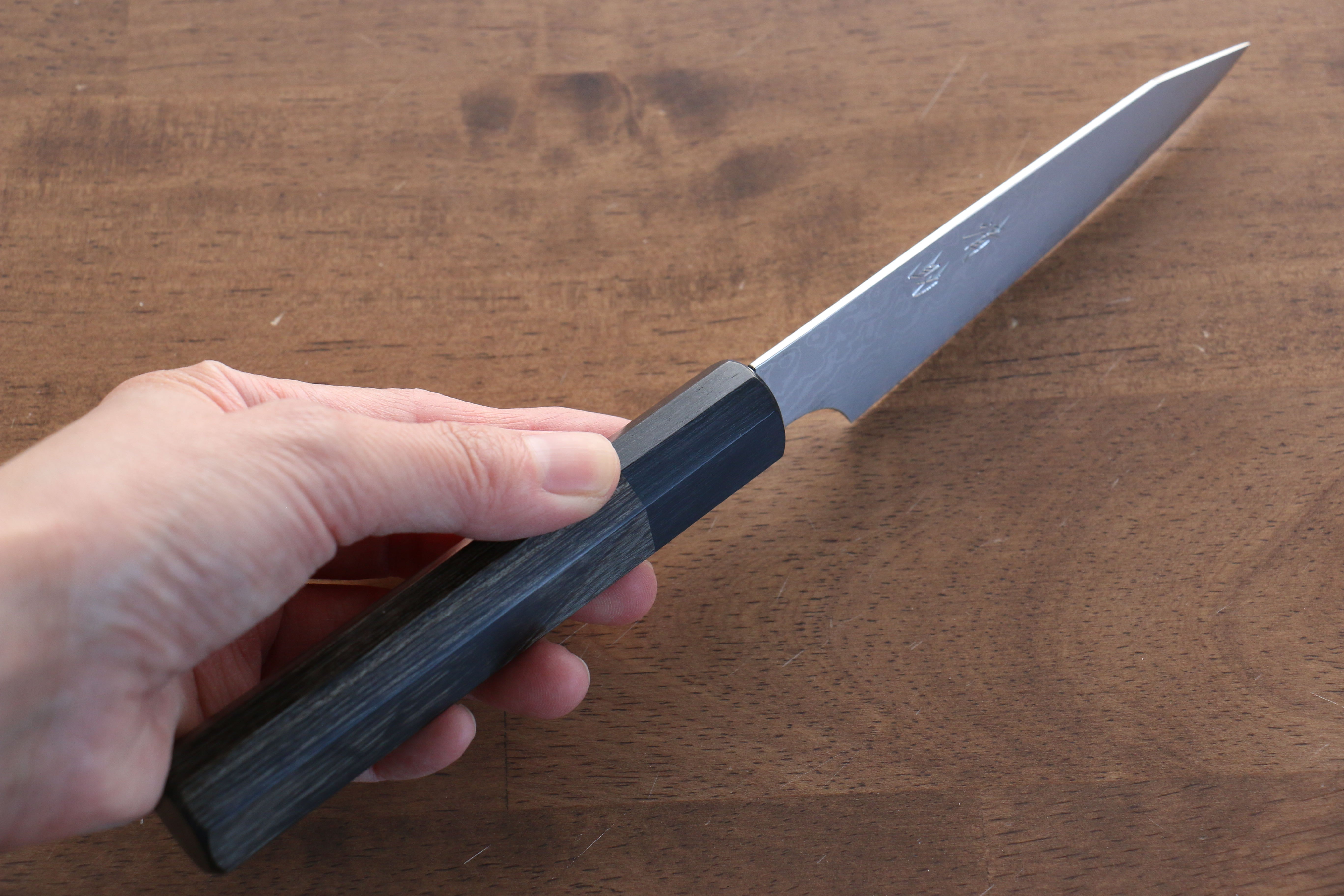 Premium Seisuke VG10 33-Layer Damascus Kiritsuke Petty Utility Knife 105mm - Gray Pakkawood Handle - Perfect for Sushi, Vegetables & Precision Kitchen Tasks