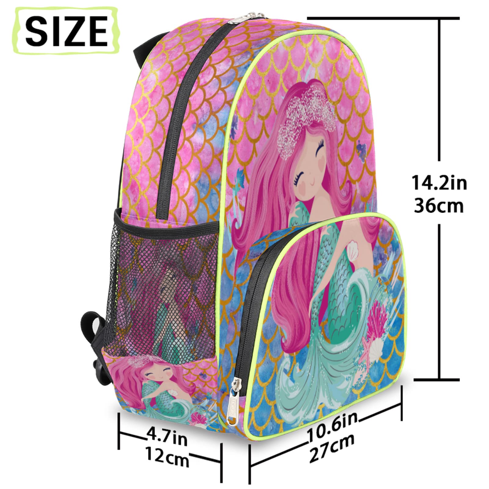 **Mermaid Kids Backpack for Girls - Lightweight Waterproof School Backpack for Toddlers, Kindergarten & Preschool - Adjustable Chest Strap Daypack for School, Travel & Outdoor Adventures**