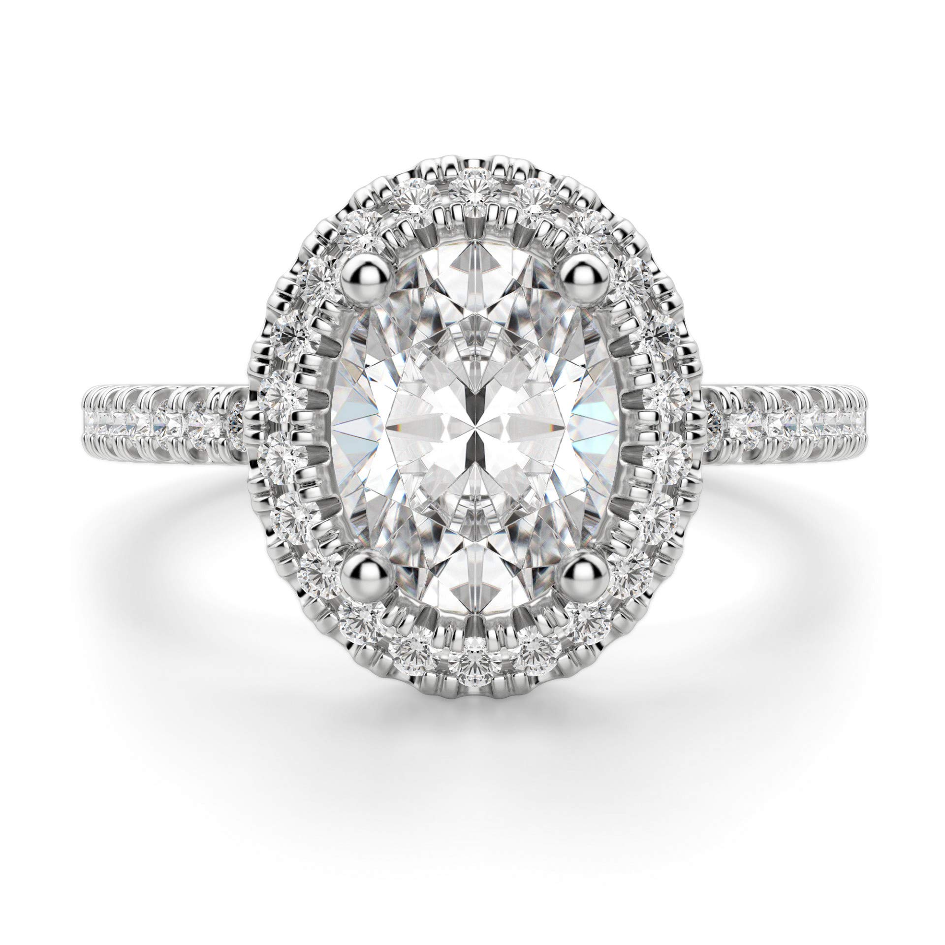 2 CT Oval Moissanite Engagement Ring Wedding Bridal Set, Diamond Alternative Solitaire Halo Ring for Women, Vintage Antique Silver Promise Ring for Her - Perfect for Proposals, Anniversaries & Special Occasions