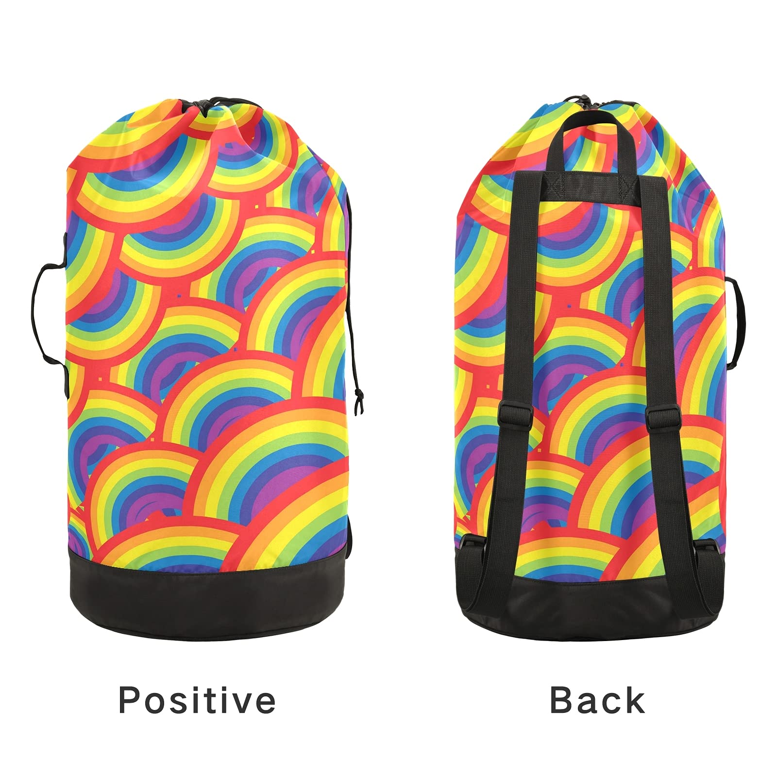 Abstract Rainbow Seamless Backpack Laundry Bag with Adjustable Straps - Drawstring Hamper for Dirty Clothes & Toy Storage - Perfect for Dorm, Travel & Camping