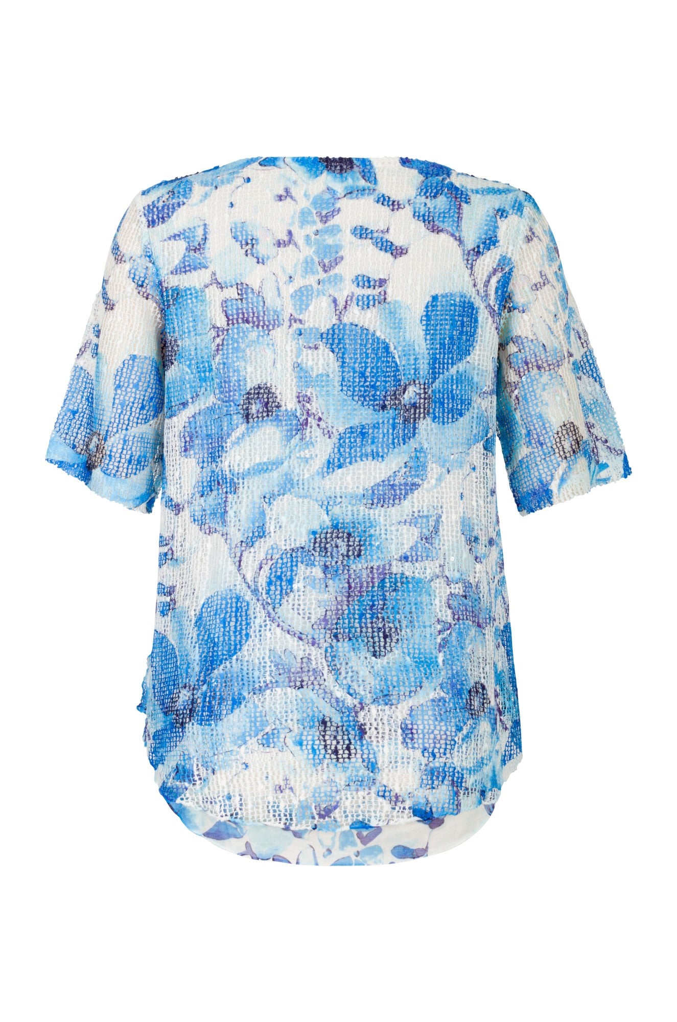 Floral Mesh Overlay Tunic Top - Navy Blue Boho Chic Blouse for Women | Perfect for Summer Beach Outfits, Casual Wear & Vacation Dresses