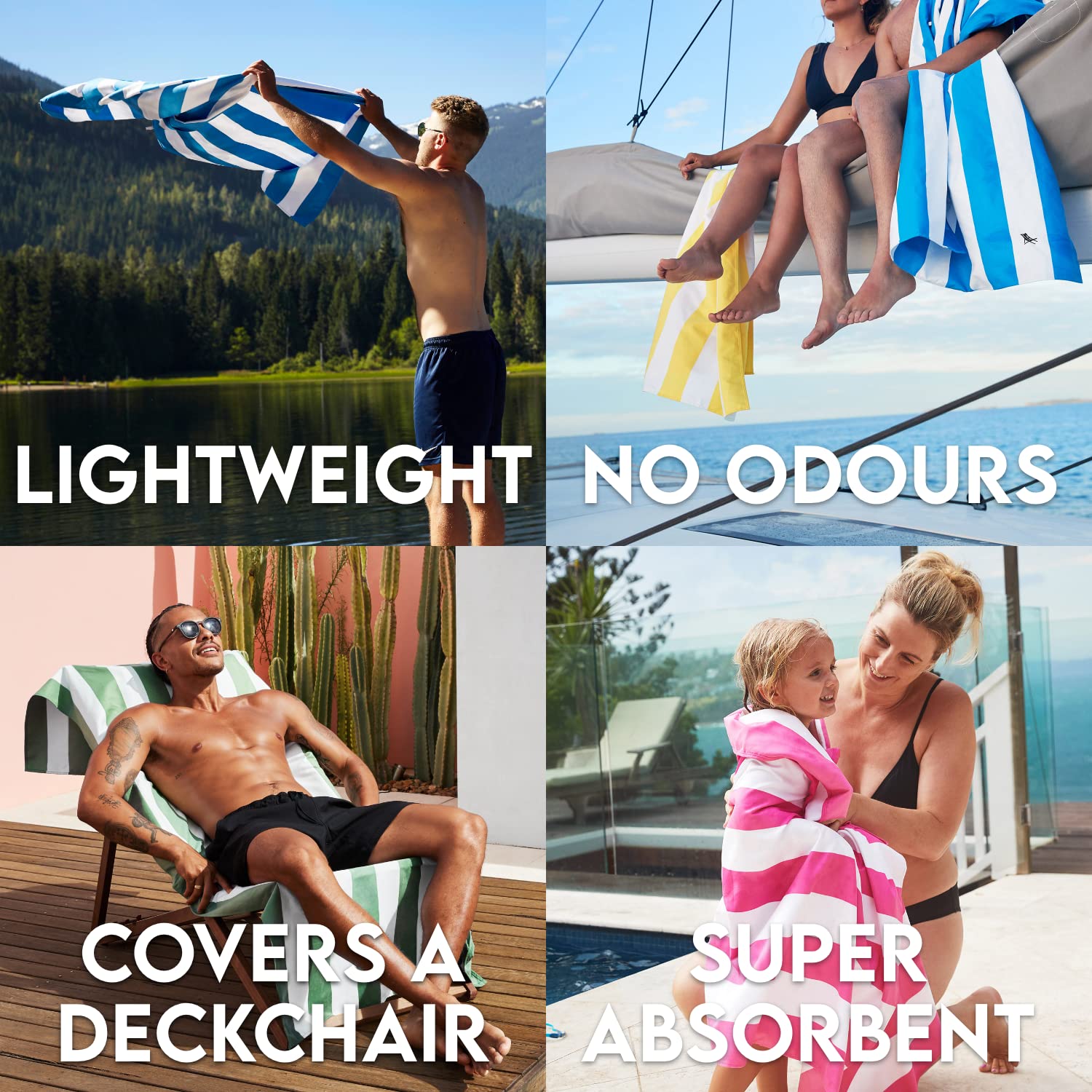 Dock & Bay Quick Dry Sand Free Beach Towel - Super Absorbent & Compact Travel Towel for Swimming, Camping, Vacation - Lightweight 100% Recycled Materials with Carry Bag - Perfect for Beach, Pool, Gym & Outdoor Activities