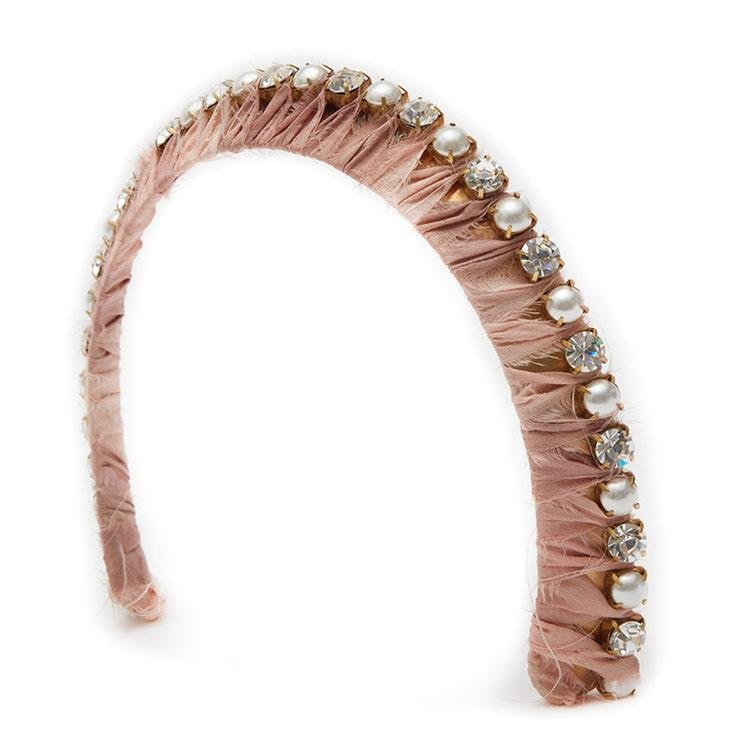 Lea Silk Pearl and Crystal Crown – Elegant Bridal Headpiece for Weddings, Prom, and Special Occasions