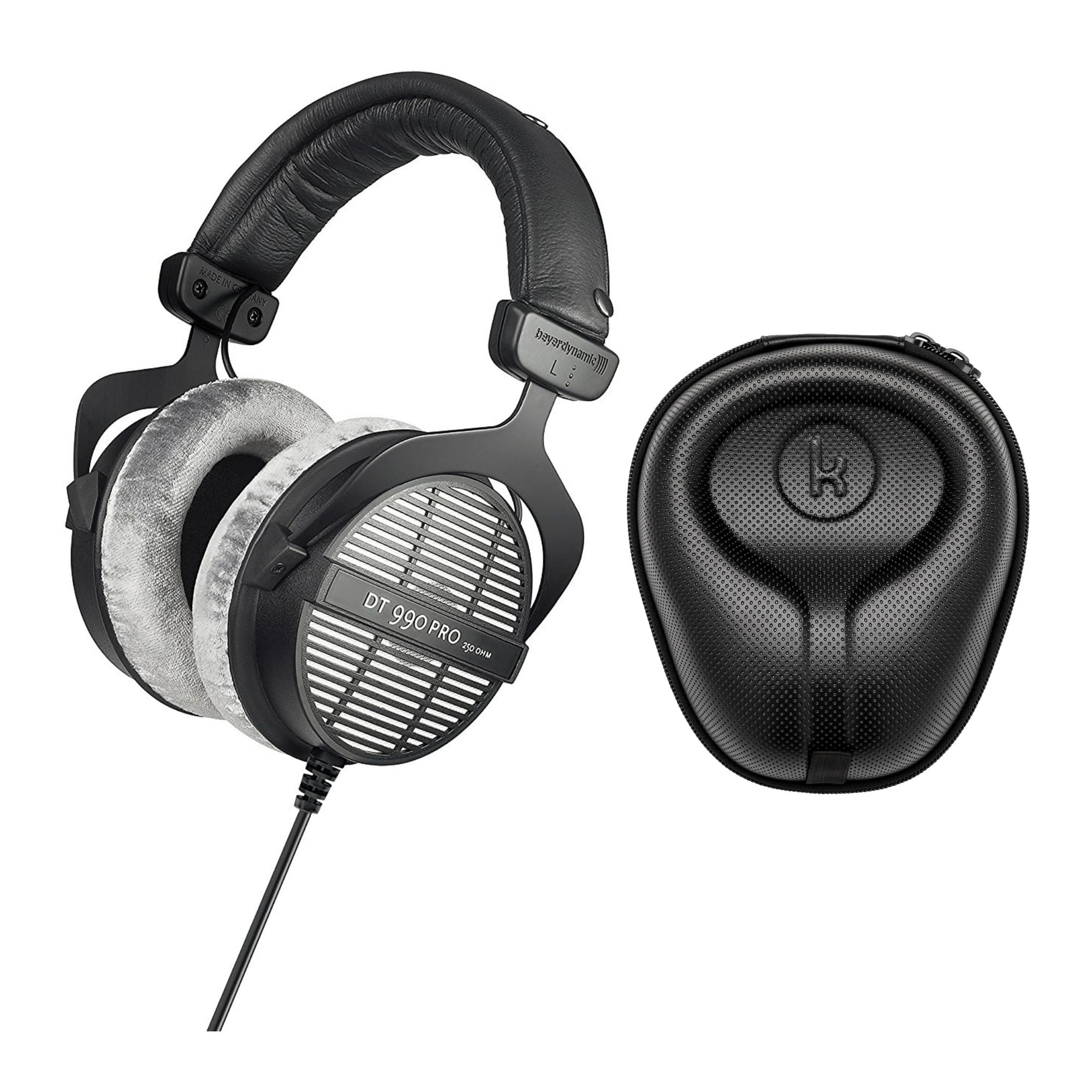 Beyerdynamic DT-990 Pro 250 Ohm Open-Back Studio Headphones with Knox Gear Large Hard Shell Case Bundle - Perfect for Professional Audio Recording, Mixing & Gaming