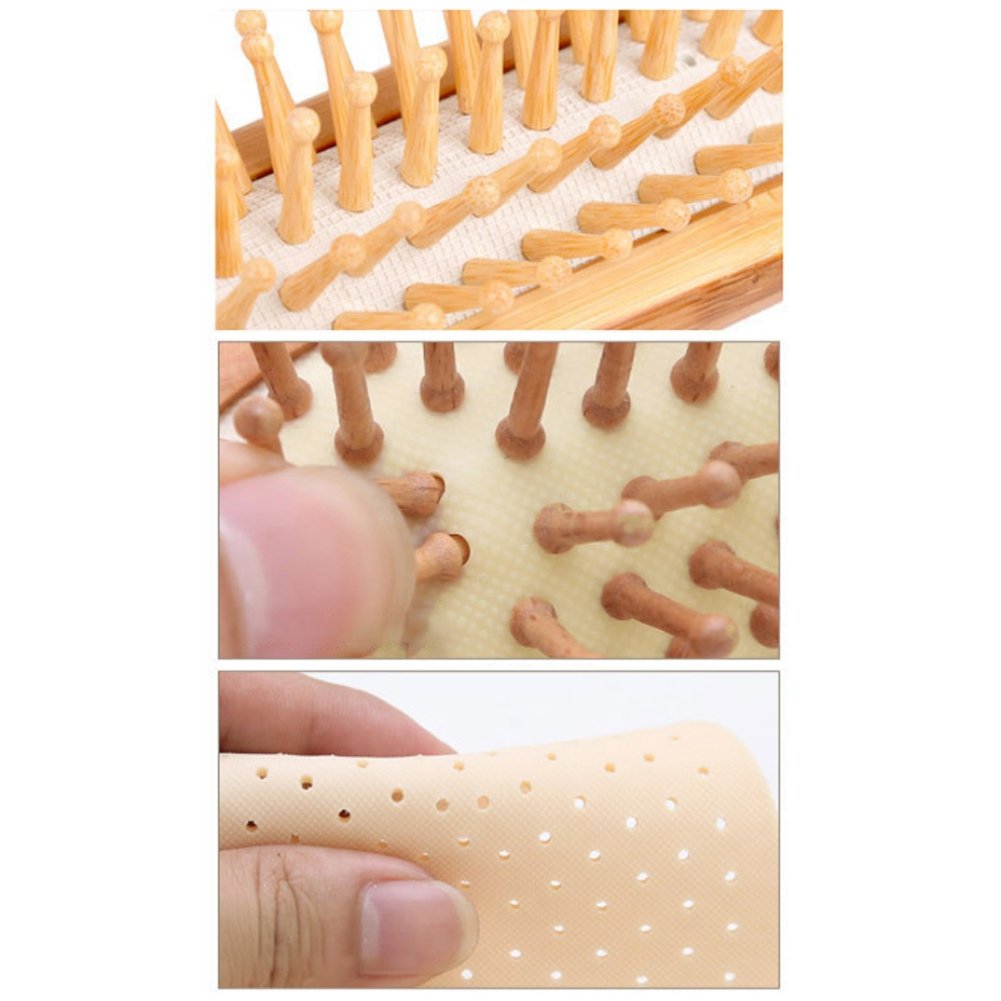 Bamboo Air Cushion Hair Brush - Anti-Static Scalp Massage Comb with Elastic Airbag, Solid Wood Detangling Styling Tool for Home Salon & Relaxation - Promotes Blood Circulation & Reduces Stress - Perfect for Daily Hair Care, Styling & Head Massage Therapy
