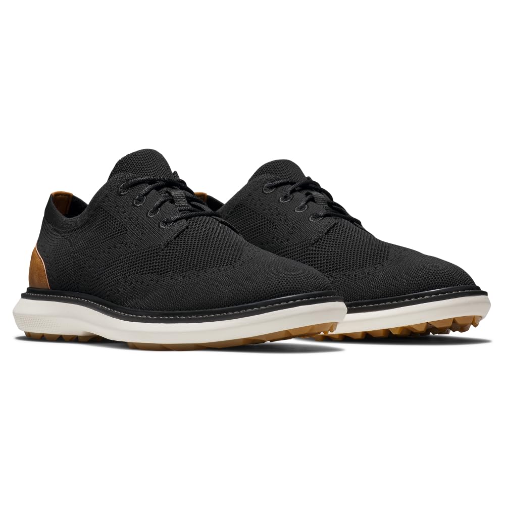 FootJoy Men's Traditions Knit Golf Shoes - Comfortable & Stylish Spiked Golf Footwear for Men | Perfect for Golf Course, Driving Range & Casual Wear
