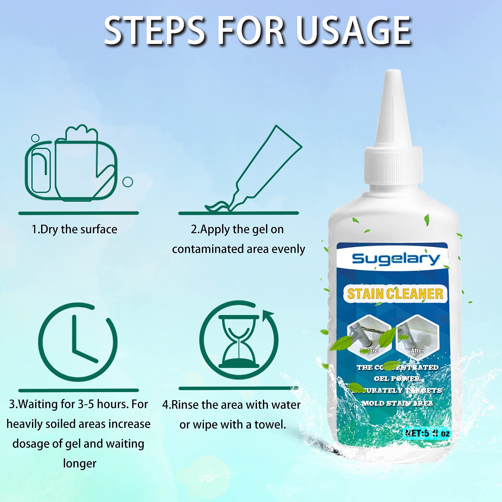 Sugelary Home Remover Gel - Powerful Washing Machine Cleaner & Refrigerator Strips | Effective Grout Cleaner for Sink, Kitchen & Shower | Deep Cleaning Solution for Home Appliances (2-Pack) - Perfect for Regular Home Maintenance & Appliance Care