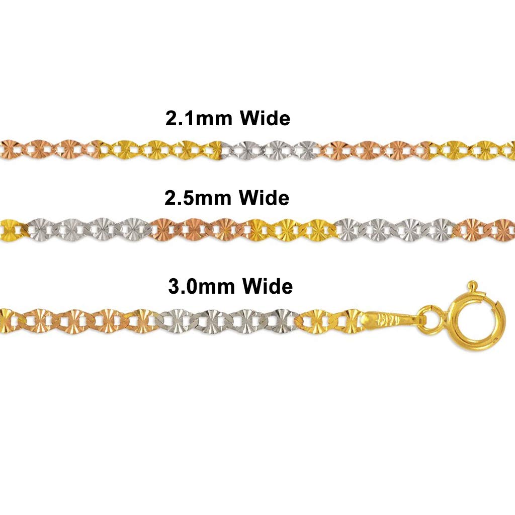 14K Gold Gucci Star Diamond Cut Chain Necklace - Italian Made Strong & Shiny Link Jewelry for Women & Men - 16 to 24 Inches Length, 2.1MM to 3.0MM Width - Perfect Gift for Anniversary, Birthday & Special Occasions
