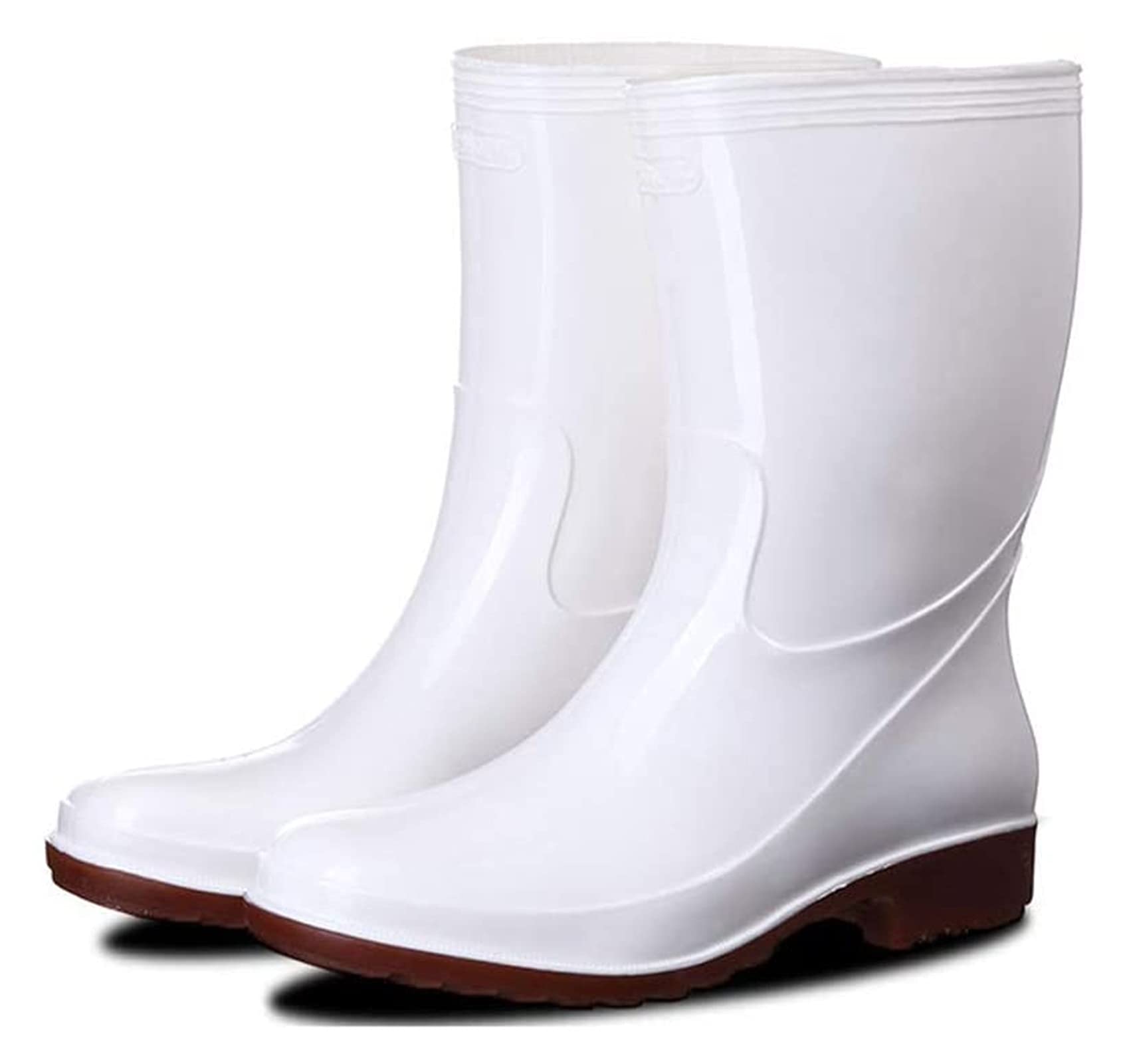 Men's Waterproof Rain Boots - Non-Slip Wear-Resistant Mid-Calf Outdoor Boots (White, Size 41) | Easy to Clean for Gardening, Hiking & Wet Weather Commutes