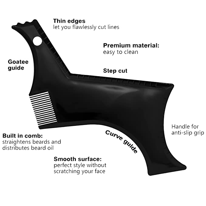 Professional Beard Shaper & Comb Kit for Men - 2-in-1 Grooming Tool for Precise Beard Styling at Home & Salon (Black) | Perfect for Daily Trimming, Shaping & Maintaining Facial Hair