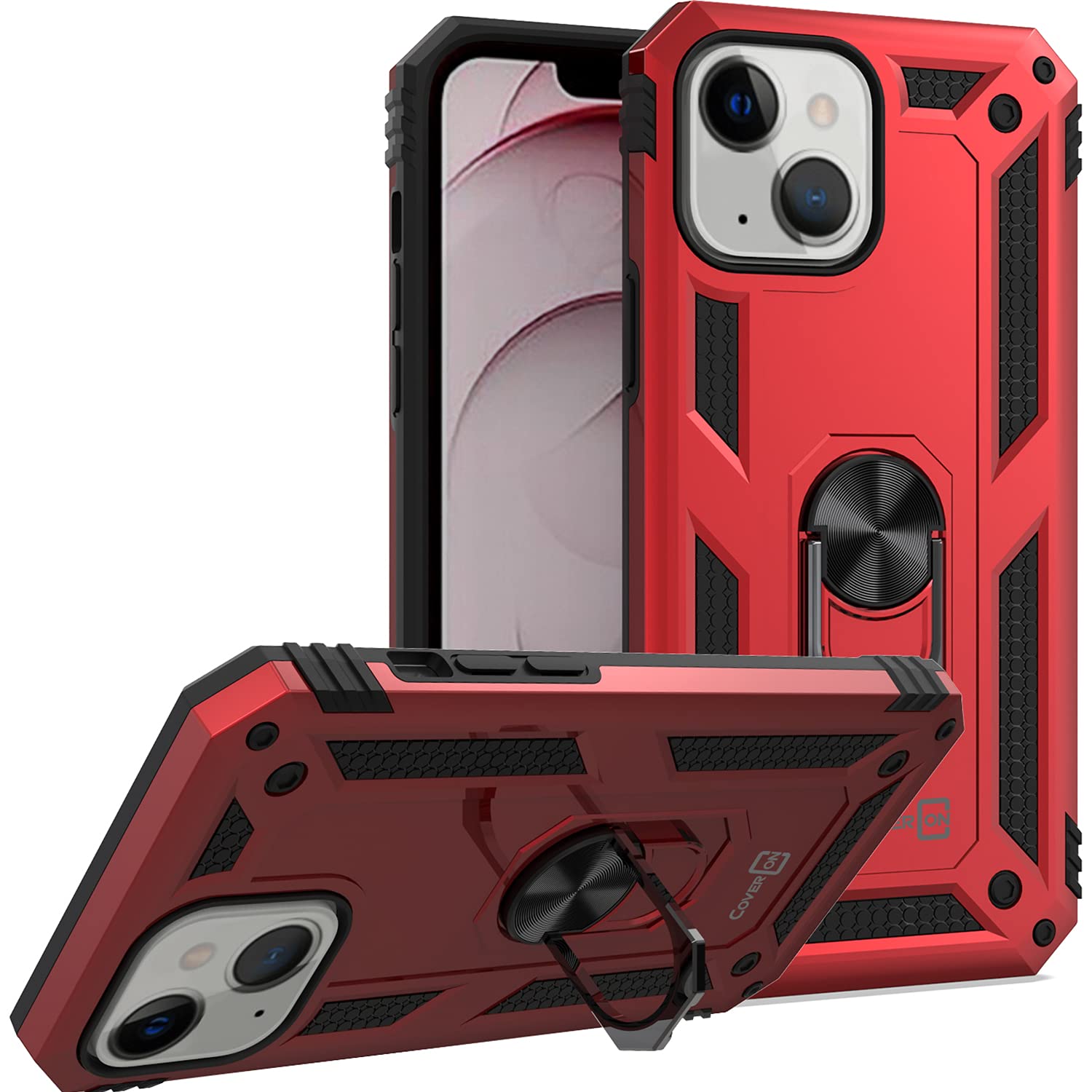 CoverON Rugged Magnetic Case for Apple iPhone 13 - Shockproof Protective Phone Cover with Mount Compatibility (Red) | Perfect for Outdoor Adventures & Daily Protection
