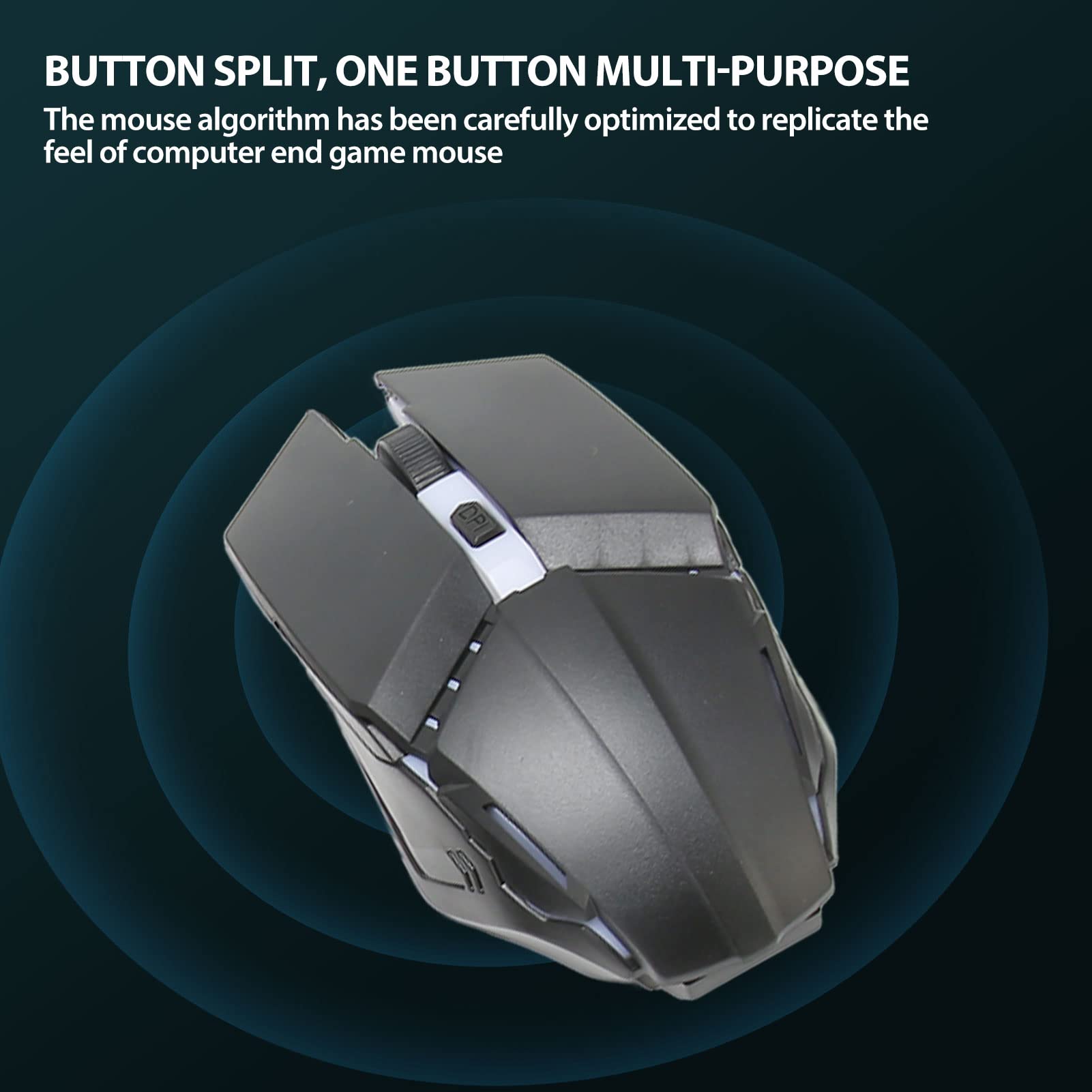 Half-Hand Gaming Keyboard and Mouse Combo - RGB LED Backlit Mechanical Wired Keyboard for PUBG, 4-in-1 Gaming Mouse Converter for Android & iOS - Perfect for FPS, MOBA Games and Professional Esports