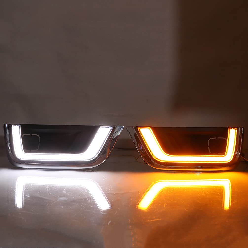 Toyota Prado Land Cruiser LC300 LED DRL Fog Lights - Yellow Turn Signal Daytime Running Lights for 2021-2023 Models | Durable Bumper Headlamps for Off-Road & Night Driving