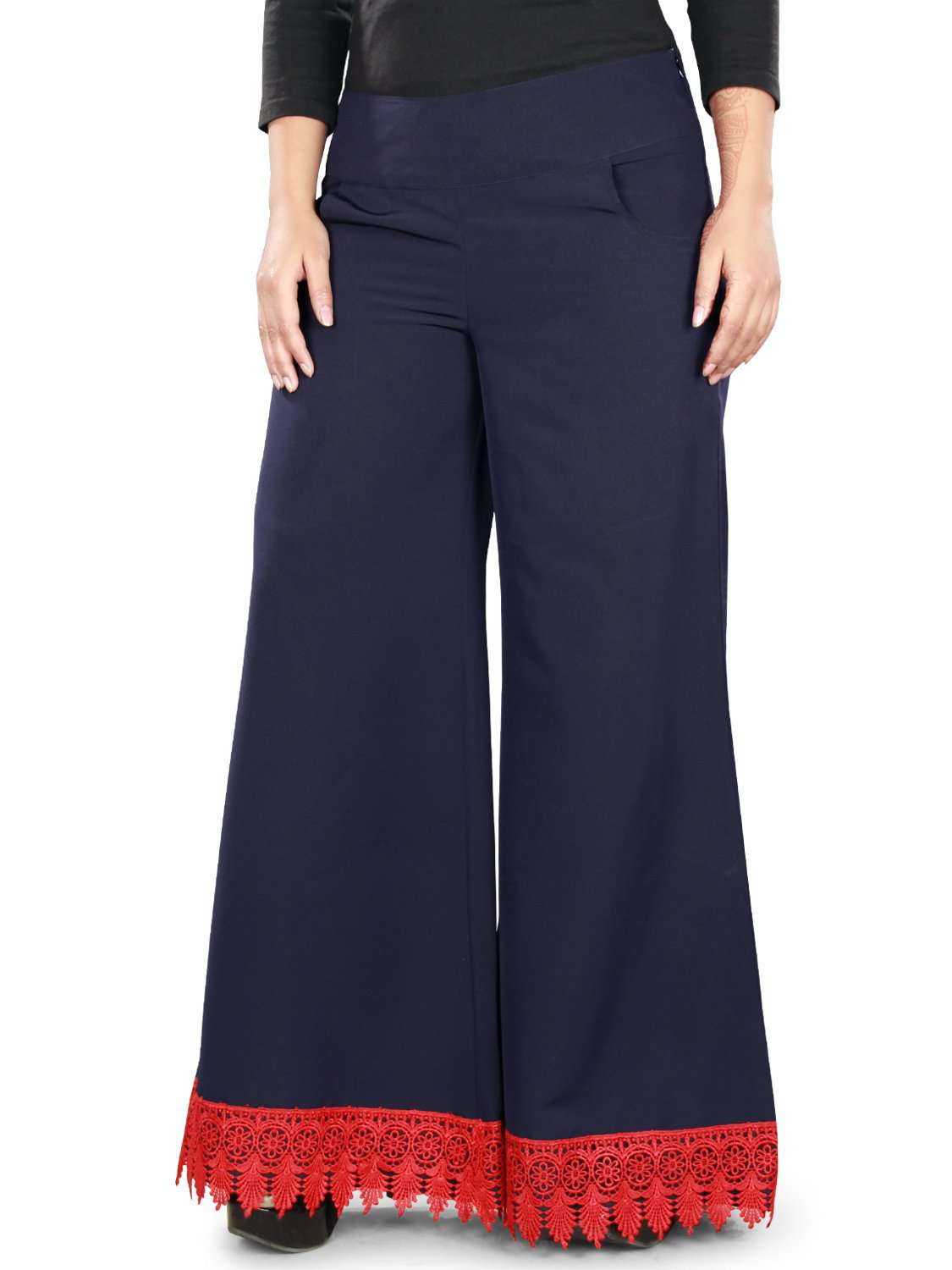 Zehra Palazzo Pants for Women - Flowy Wide Leg Lounge Pants - Comfortable Elastic Waist Trousers for Yoga, Travel & Home Wear
