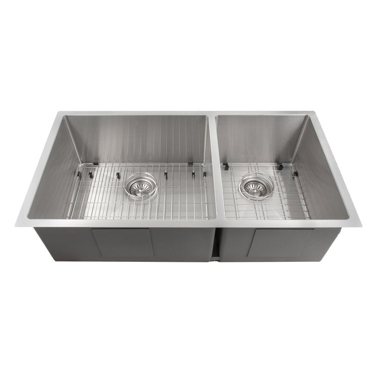 ZLINE 36-Inch Undermount Double Bowl Kitchen Sink - Stainless Steel with Bottom Grid & Multiple Color Options (SR60D 36) | Perfect for Modern Kitchens, Remodeling & Heavy-Duty Cooking