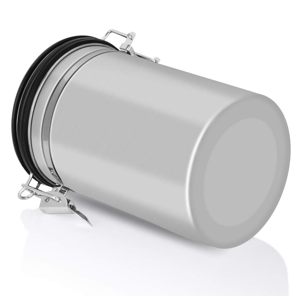 Vacuum Sealed Stainless Steel Coffee Canister - 1.8L Large Airtight Coffee Storage Container for Whole Beans & Ground Coffee - Keeps Fresh for Kitchen, Office & Camping Use (Silver)