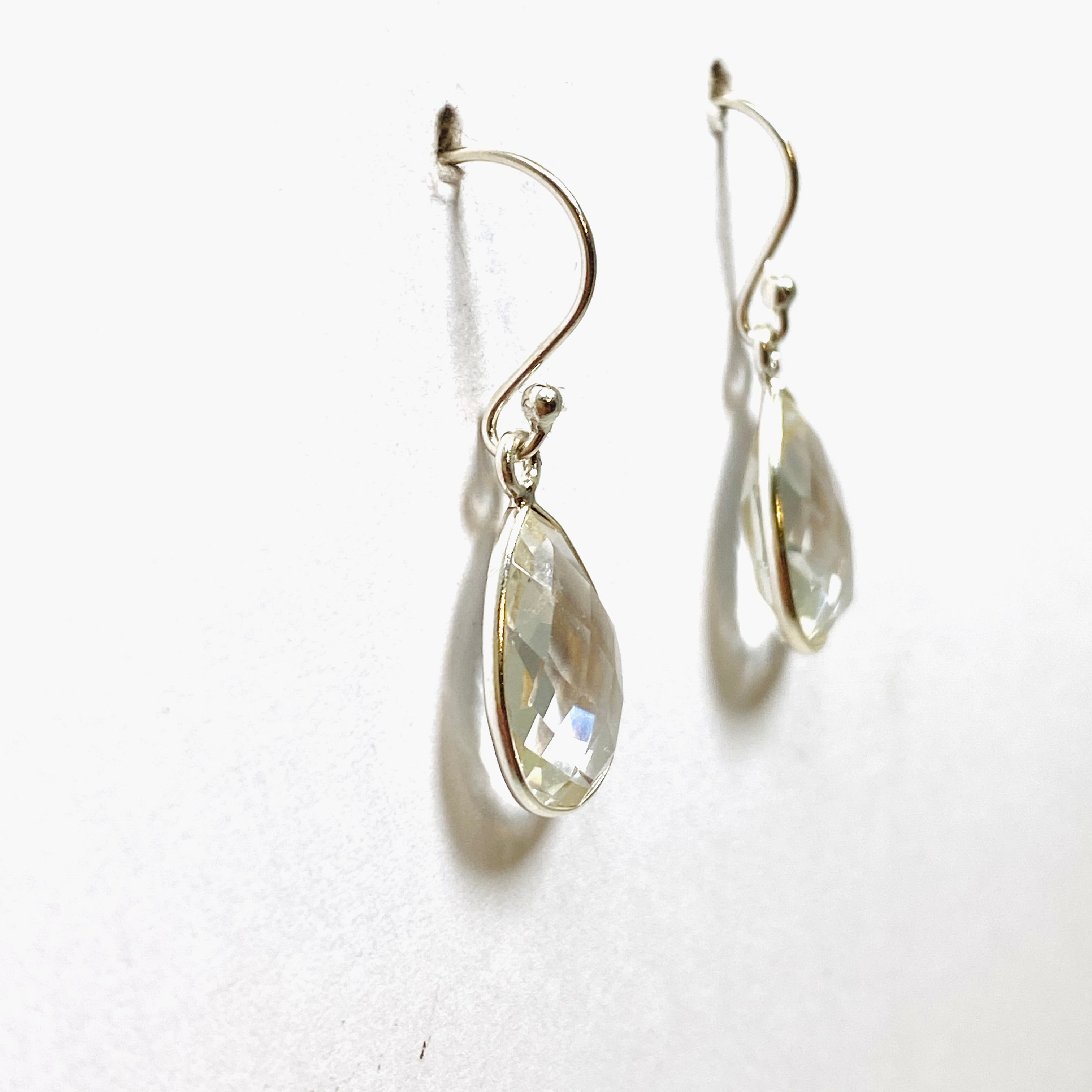 Clear Quartz Teardrop Checkerboard Faceted Earrings for Women - Elegant Crystal Dangle Earrings for Party, Wedding & Everyday Wear - Hypoallergenic Sterling Silver Jewelry Gift