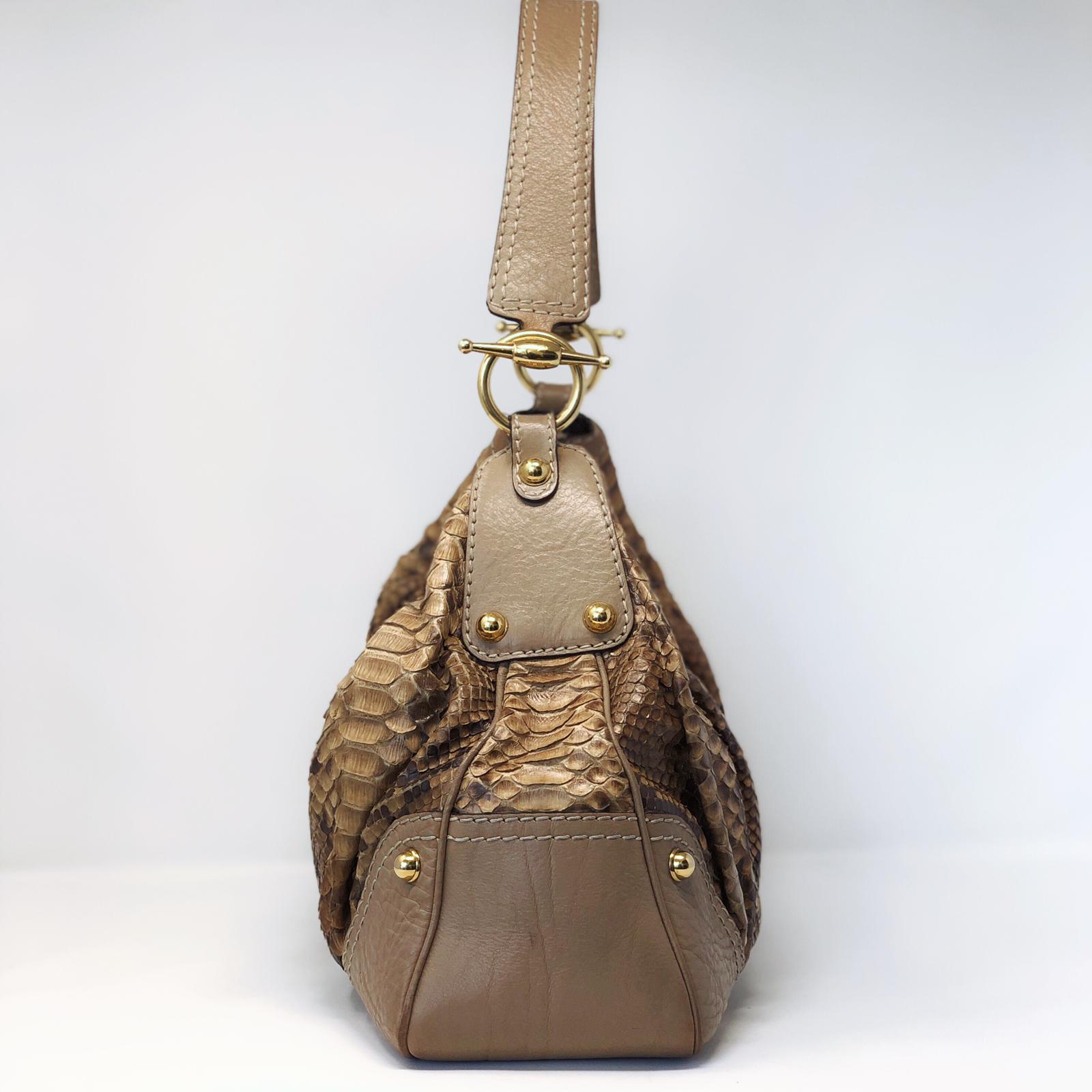 Gucci Brown Python Jockey Shoulder Bag for Women - Luxury Designer Handbag for Work, Travel & Evening Out