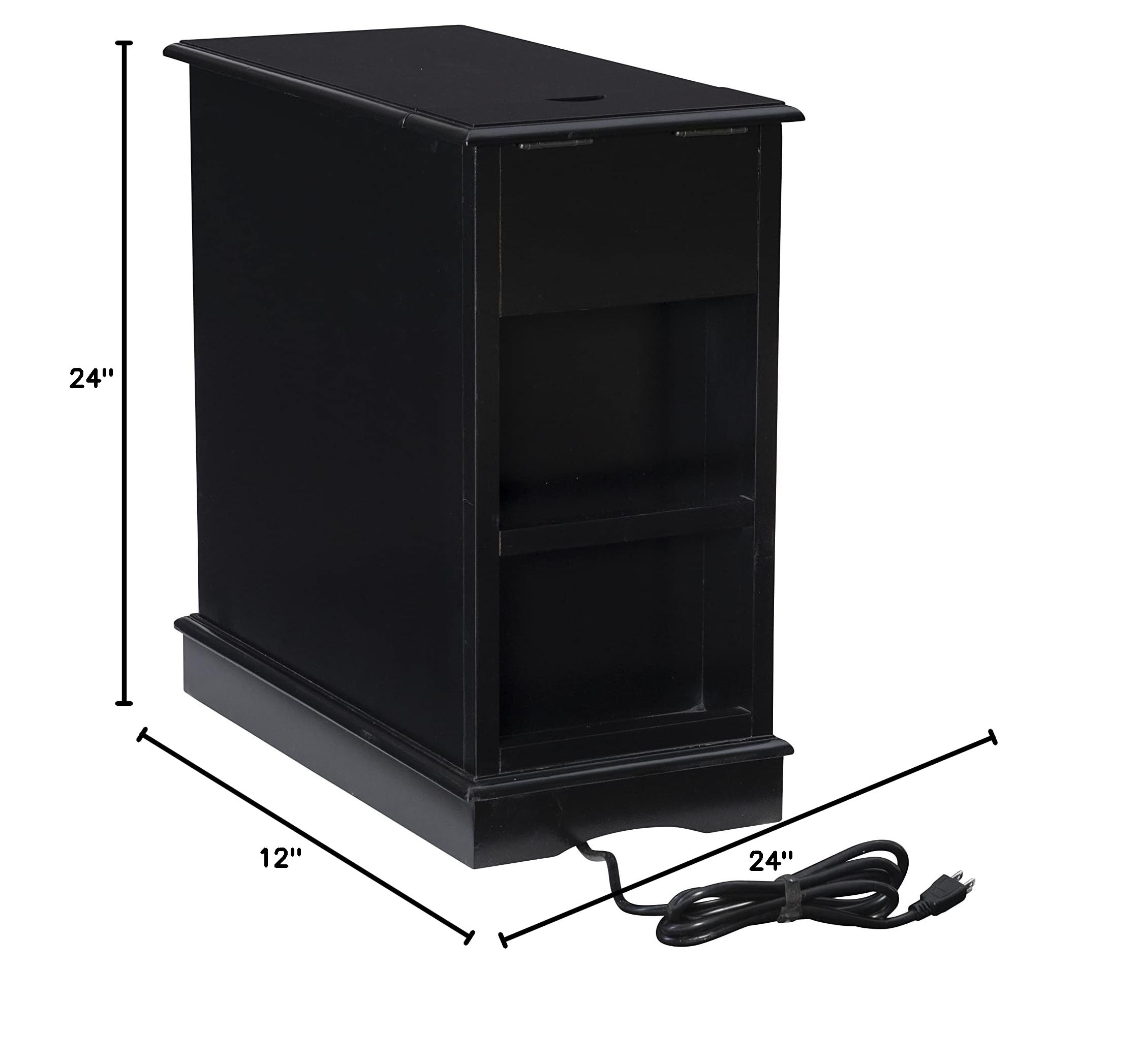 Powell Furniture Barron Small Black Accent Table - Modern Side Table for Living Room, Bedroom, or Office Decor