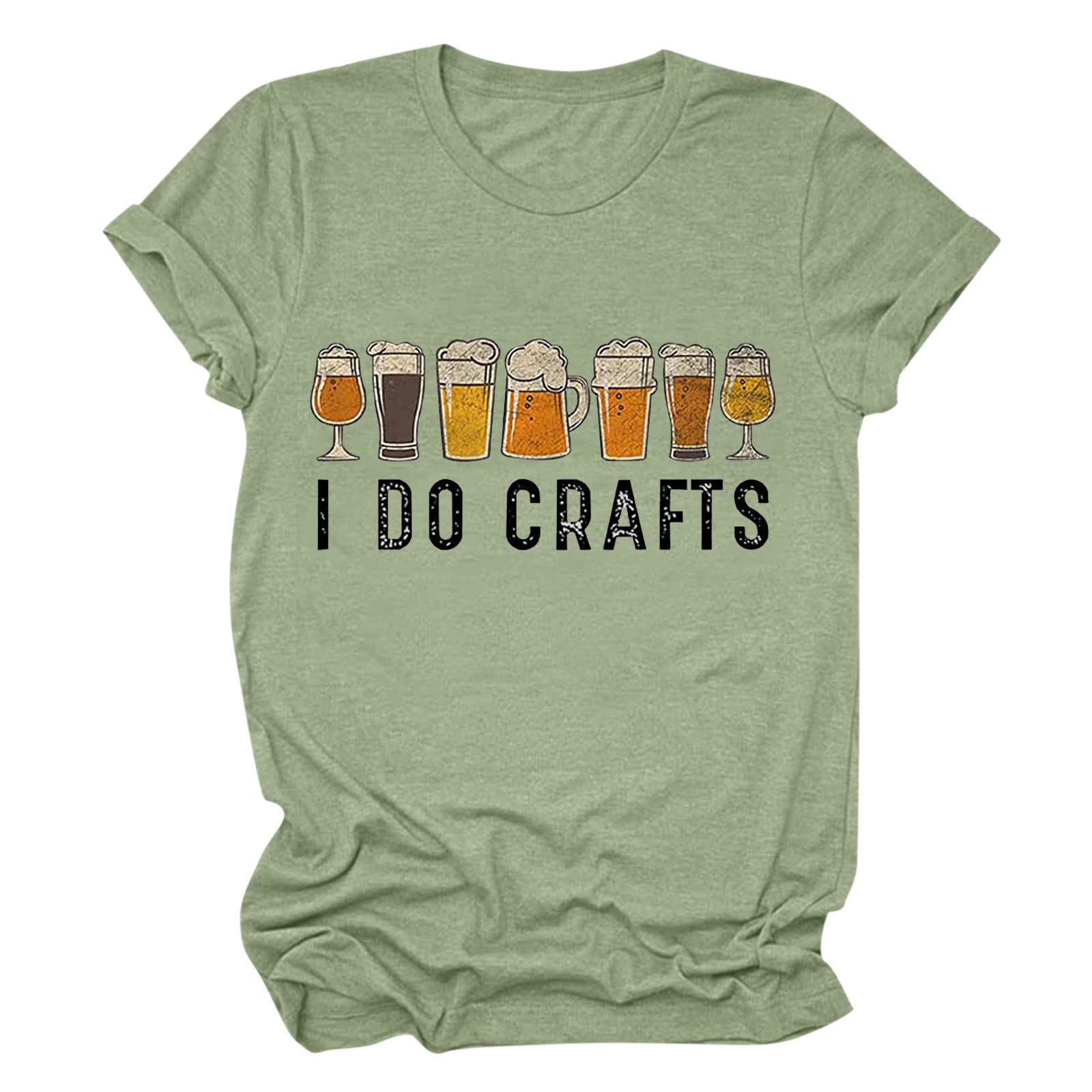 Vintage Graphic T-Shirts for Women - Casual Letter Print Crewneck Short Sleeve Beer Shirts | Perfect for Crafting, Casual Wear & Beer Lovers