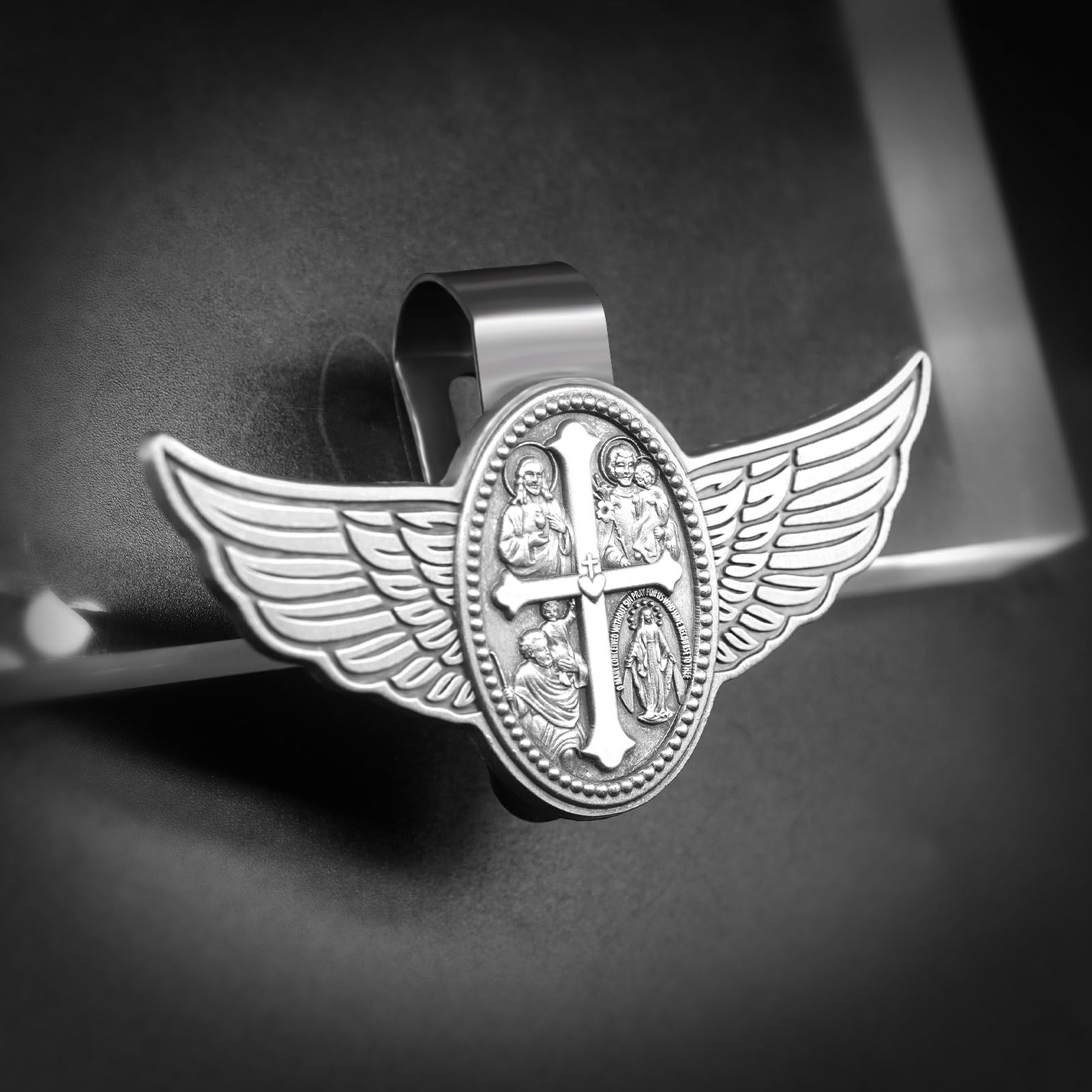 St. Christopher Visor Clip - Patron Saint of Travelers Medal for Car Accessories | Religious Gift for Drivers, Parents & Friends | Blessing for Safe Travels | Perfect for Road Trips, Commuting & Long Drives