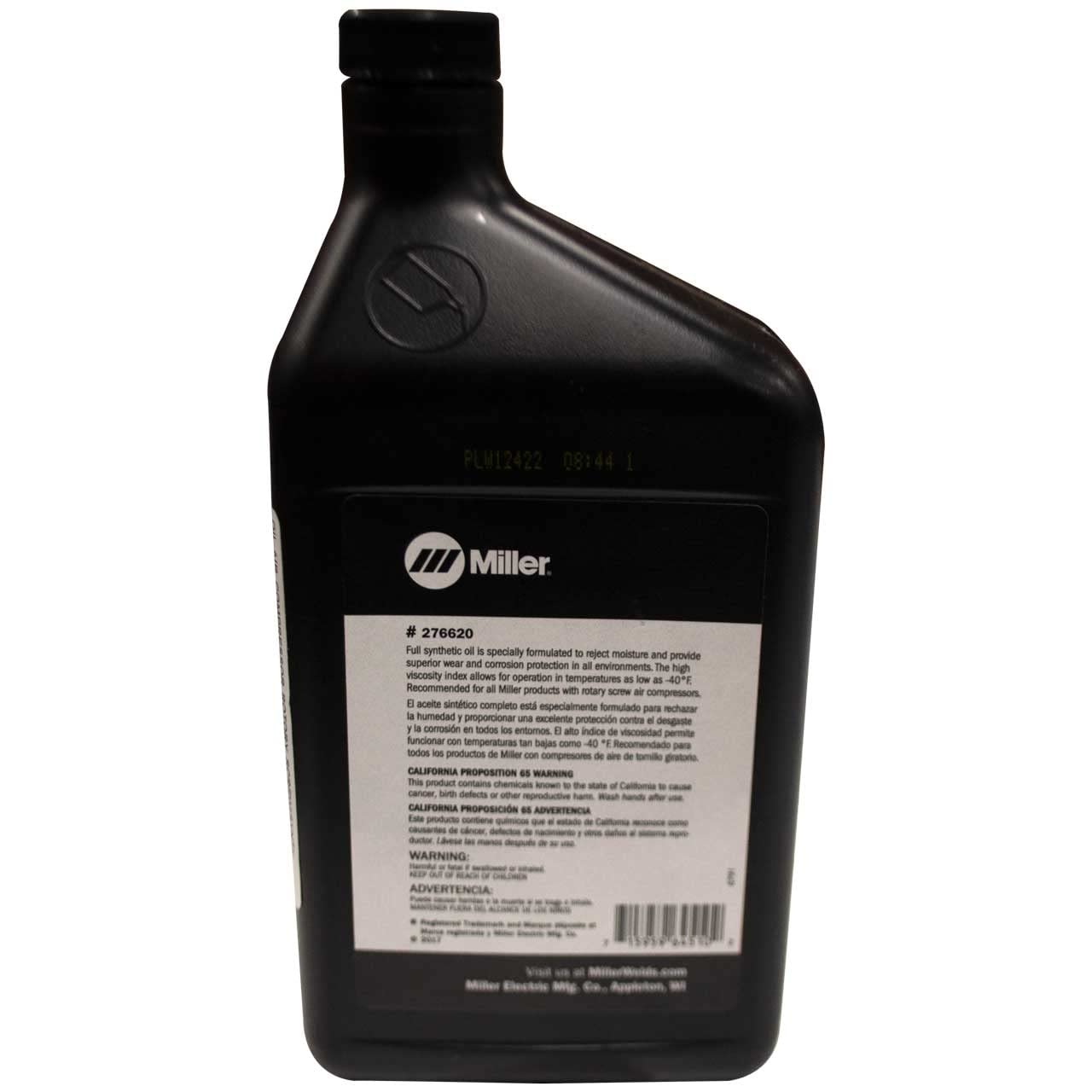 Miller 276620 Synthetic Rotary Screw Air Compressor Oil - 12 Pack for Industrial Machinery & HVAC Systems Maintenance