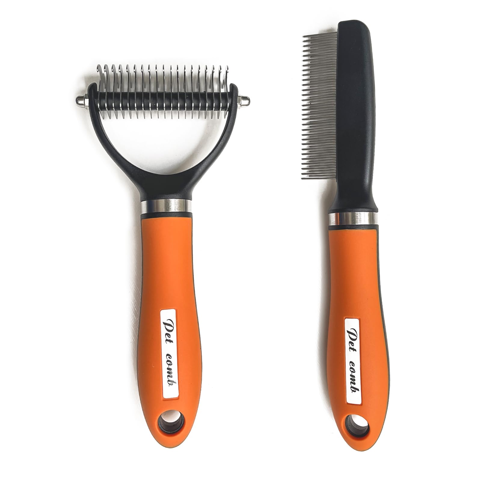Best Dog Brush for Shedding Control - Gentle Deshedding Tool for Long Haired Dogs - Orange Pet Grooming Kit - Perfect for Daily Brushing & Coat Maintenance at Home