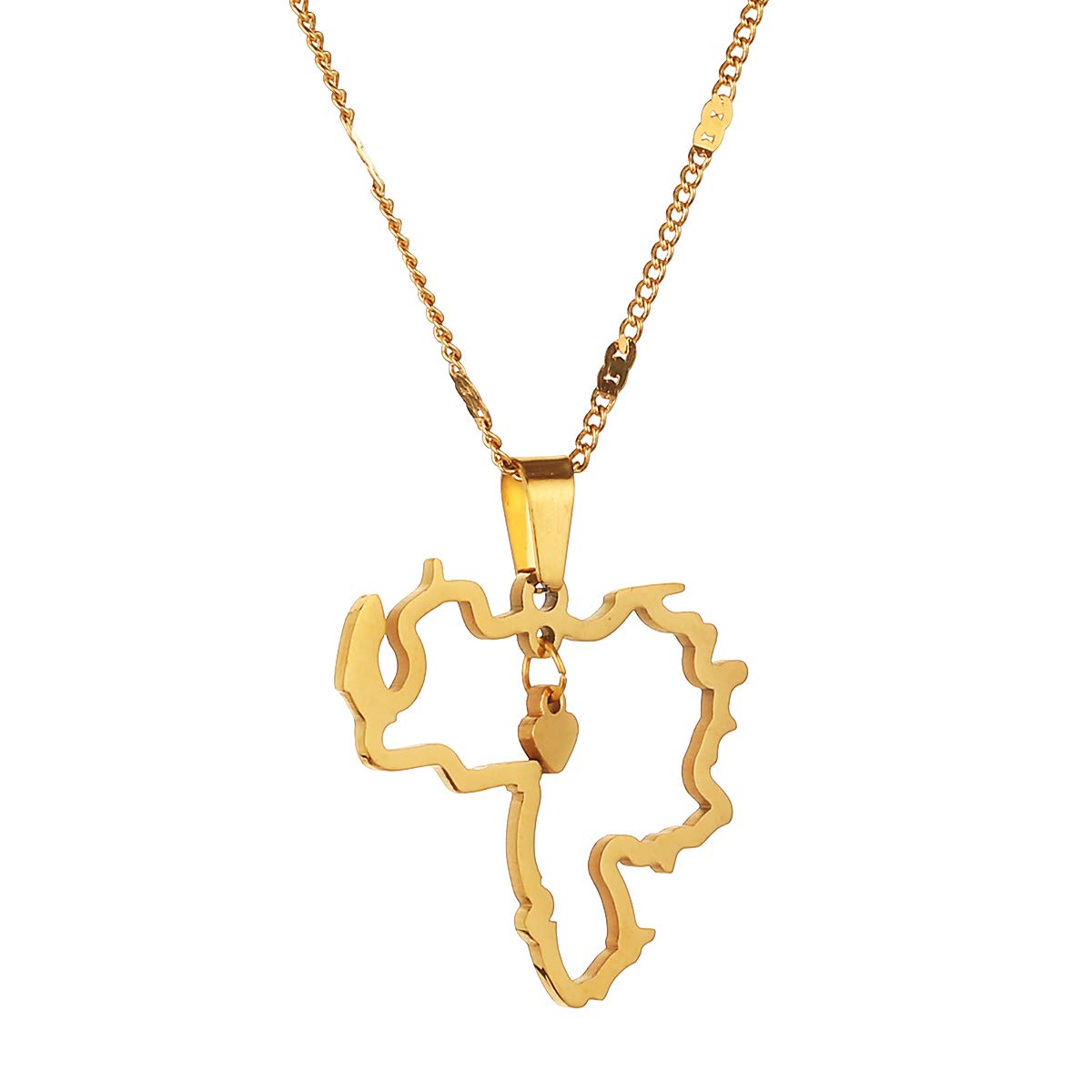 Venezuela Map Pendant Necklace - Stainless Steel Charm Jewelry for Travel Gifts