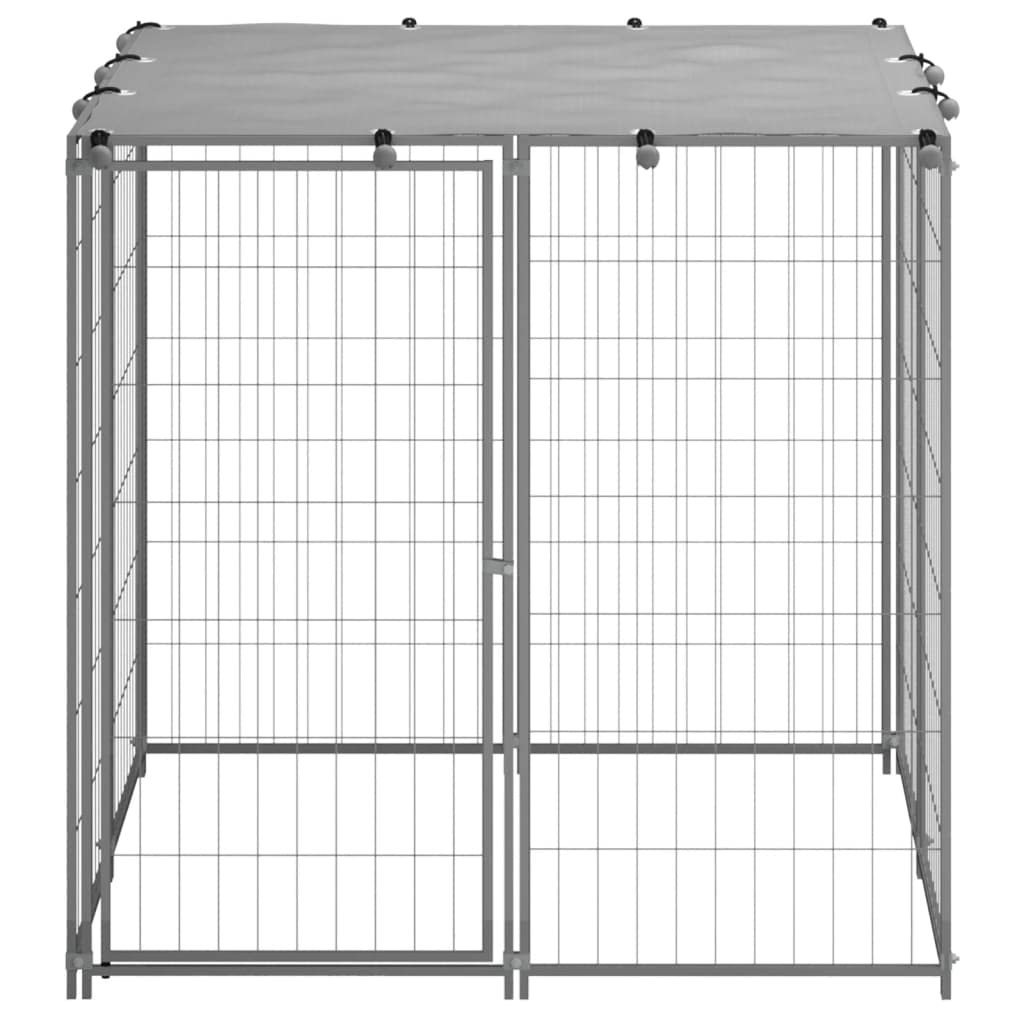 vidaXL Spacious Steel Dog Kennel with Secure Locking Door & UV-Resistant Roof - Durable Outdoor Dog Crate for Garden, Yard, Patio, and Backyard Use