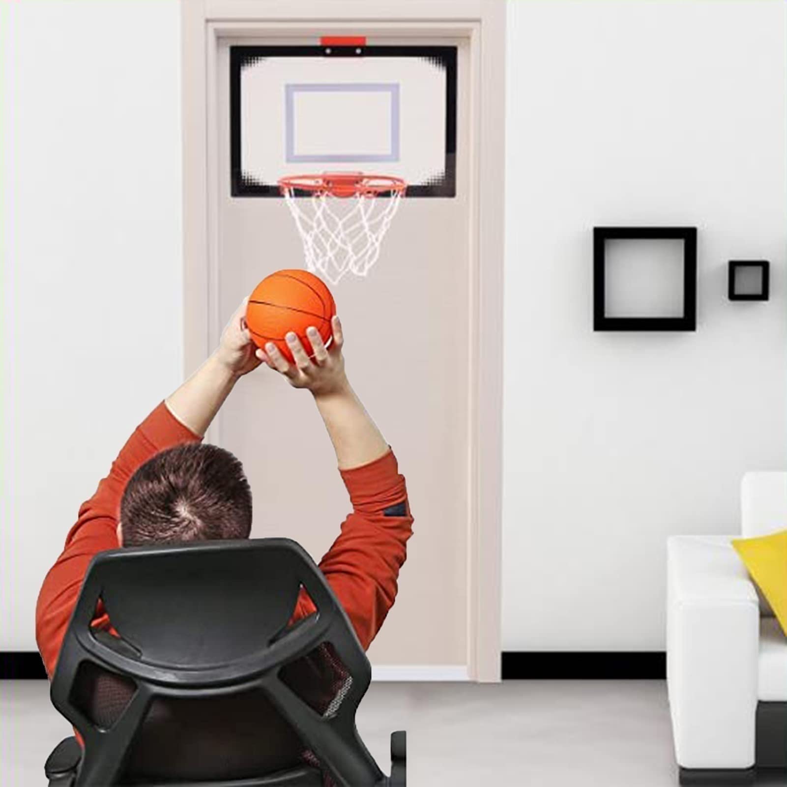 Mini Basketball Hoop Set for Kids - 17.9x12in Wall Mounted Indoor Basketball Game with 2 Balls & Accessories - Perfect for Home, Office, Kindergarten & Playroom Fun