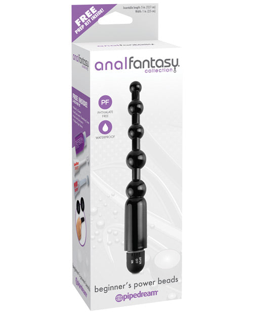 Anal Fantasy Collection Beginner's Power Beads - Waterproof 5 Inch Black Beaded Anal Plug for Enhanced Pleasure & Discreet Wear | Perfect for Couples Play & Solo Exploration