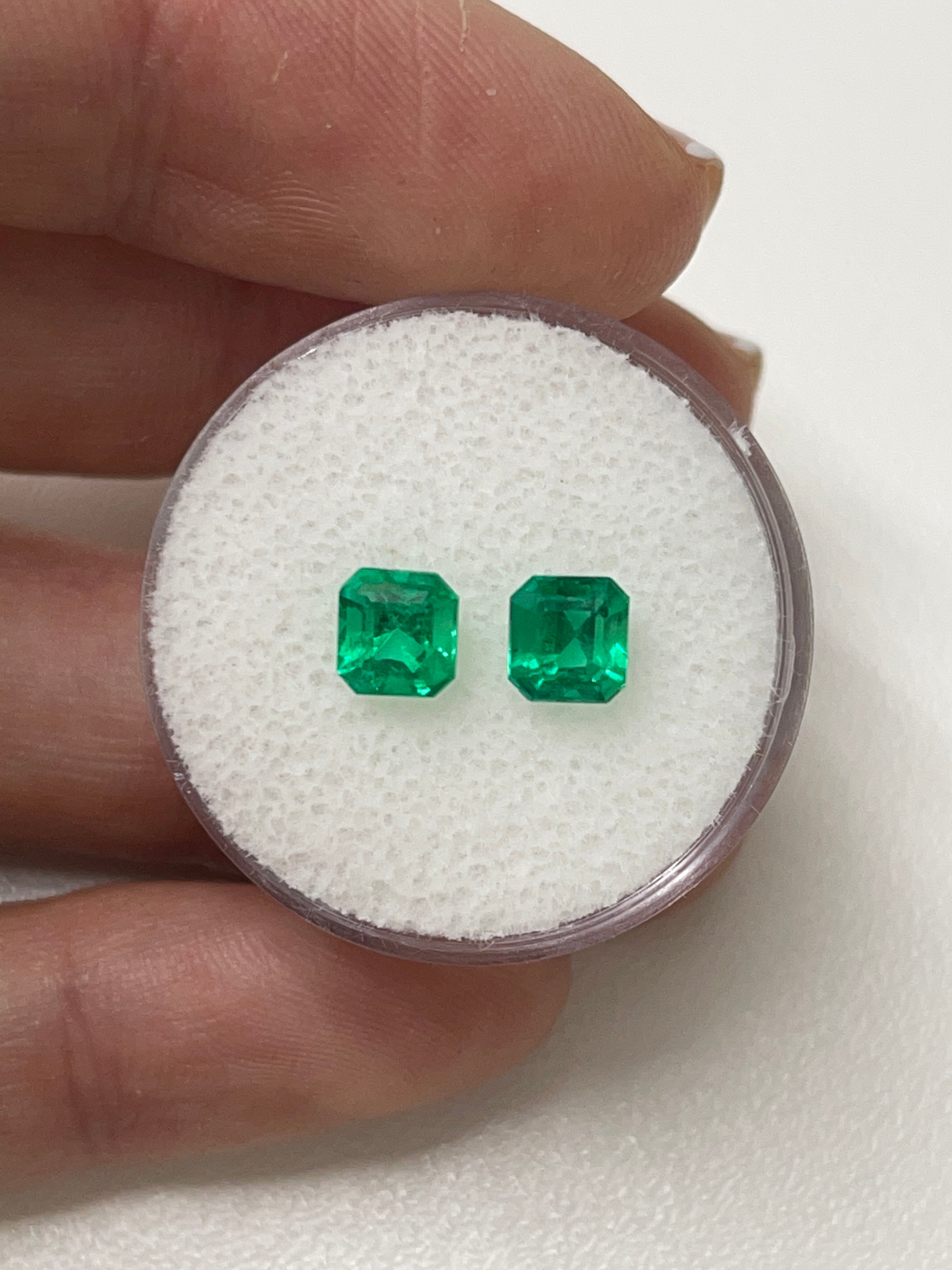 1.63tcw 5.5x5 AAA+ Matching Muzo Green Loose Colombian Emeralds Asscher Cut - Premium Gemstones for Jewelry Making, Engagement Rings & Luxury Gifts