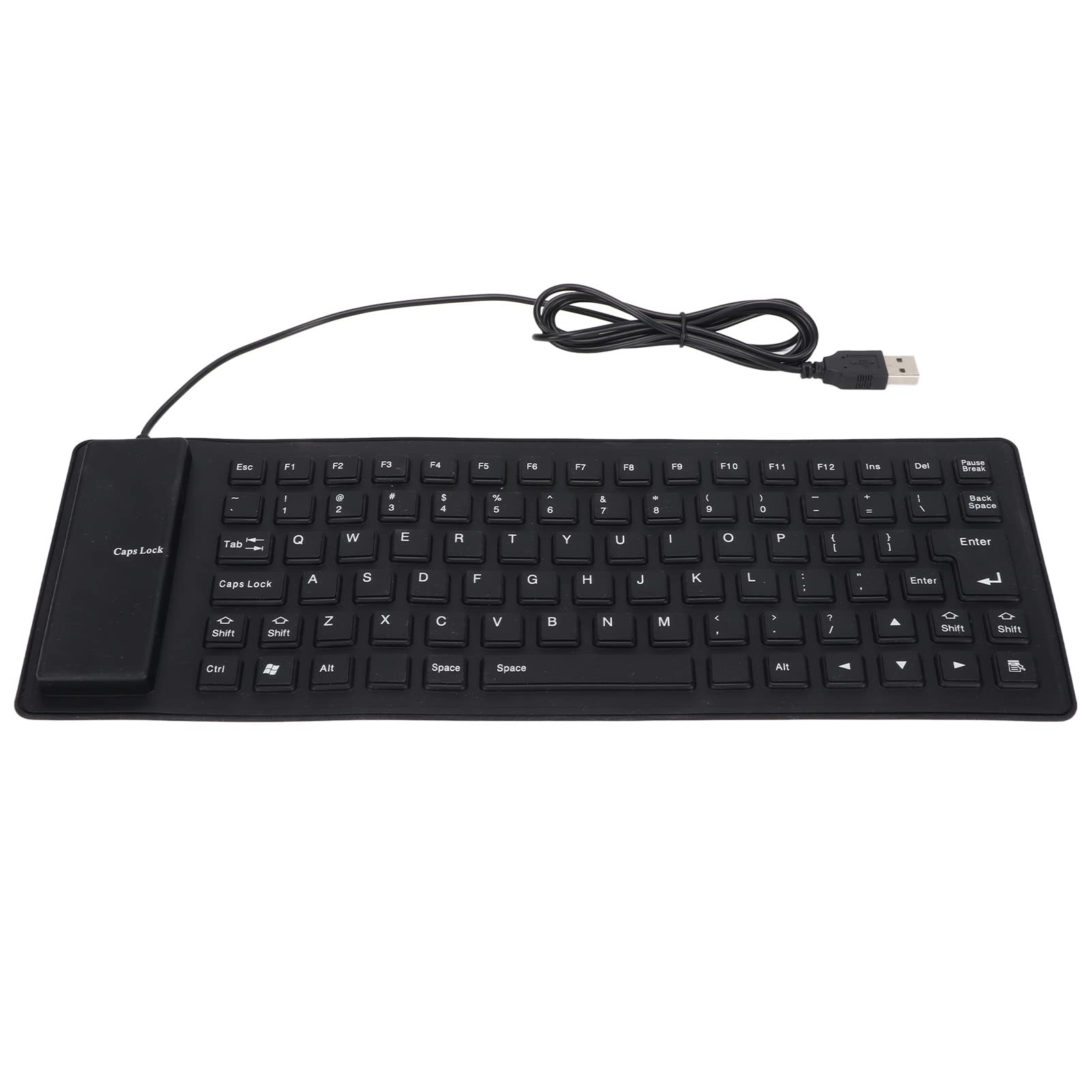 Foldable Silicone Keyboard - USB Wired Waterproof & Dustproof - 85 Keys Rollup Design for Laptop, PC, Notebook - Portable & Lightweight (Black) - Ideal for Travel, Office, Outdoor & Waterproof Environments