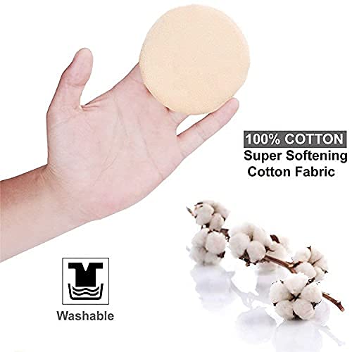 Premium Round Cotton Powder Puff - Soft Makeup Foundation Sponge & Brush Set for Flawless Application (2-Pack) - Ideal for Liquid, Cream & Powder Cosmetics - Perfect for Travel & Professional Makeup Kits