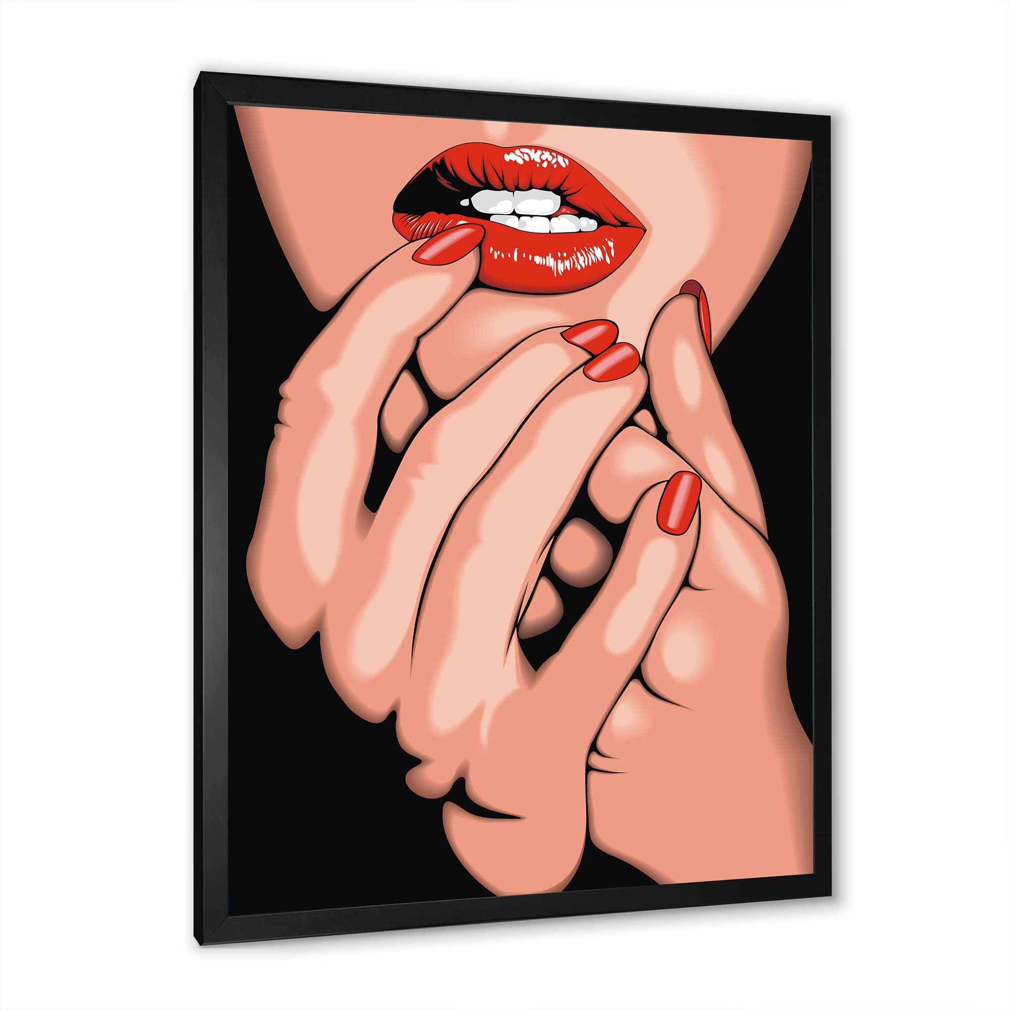 DesignQ Portrait of a Young Modern Woman - Contemporary Framed Wall Art Decor for Living Room, Bedroom & Office | Ready to Hang Home Decor