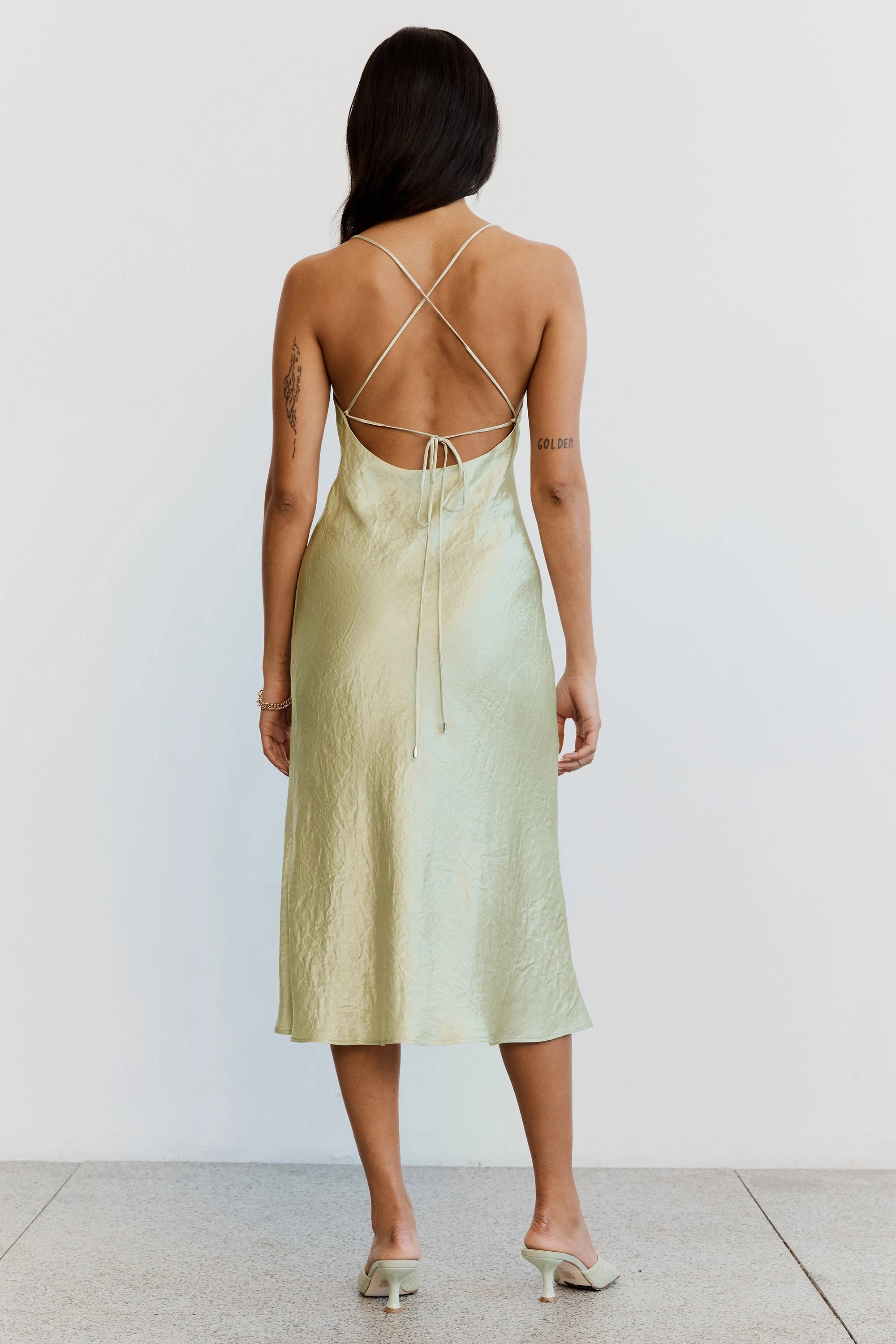 Crush Bias Cowl Slip Dress for Women - Elegant Apple Green Sleeveless Bodycon Dress for Date Night, Party, and Special Occasions