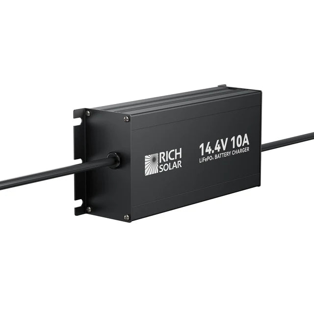 Rich Solar 12V 10A LiFePO4 Battery Charger - Solar Panel & RV Battery Charger for Off-Grid Power Systems, Marine & Camping Use