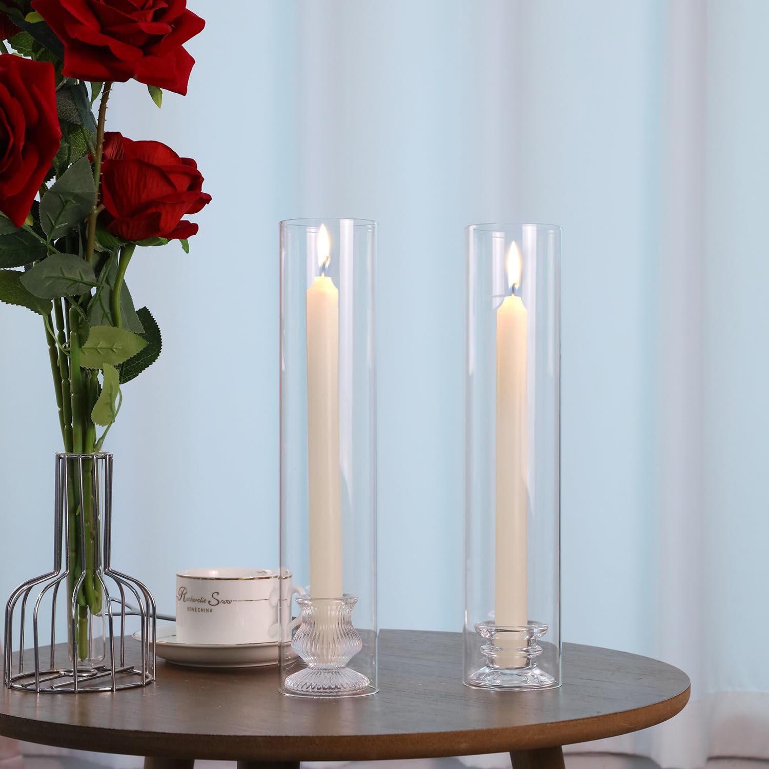 6-Pack Clear Glass Hurricane Candle Holders - 2.5