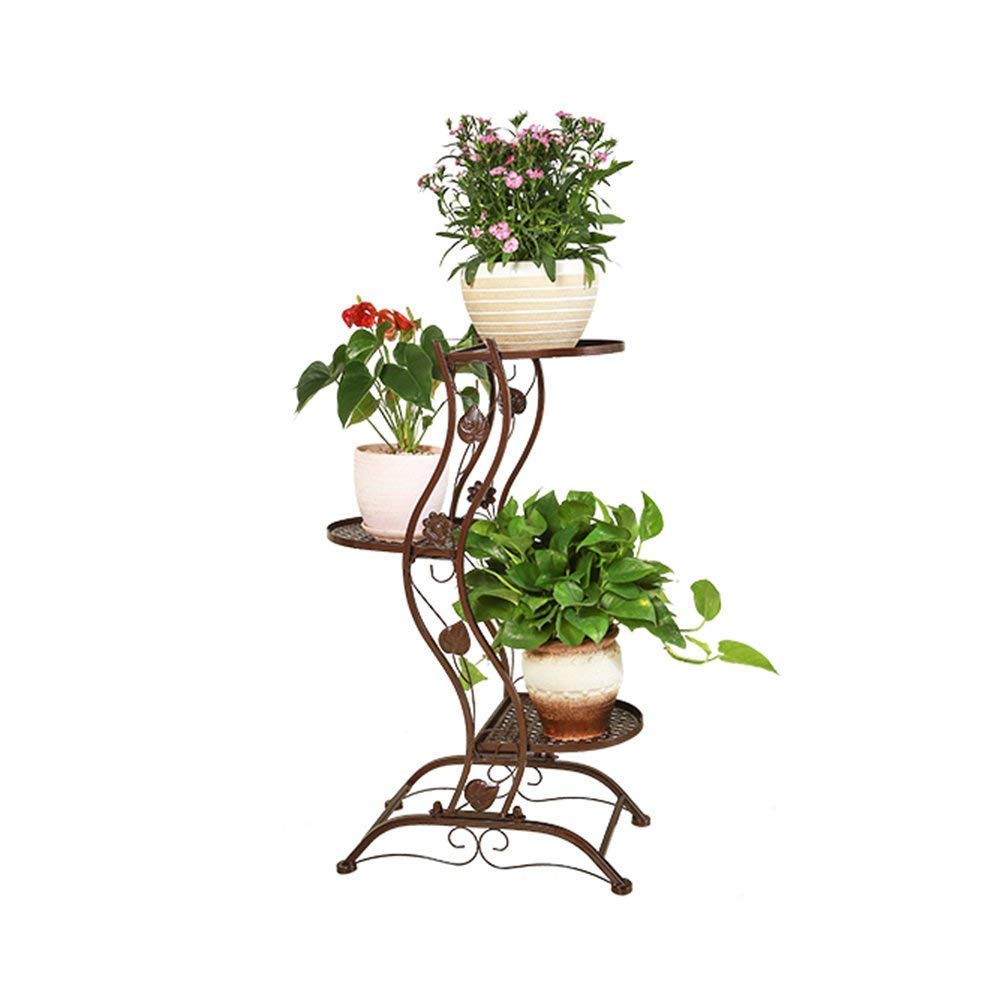 3-Tier Iron Flower Pot Stand - 46x28x80cm White Plant Display Shelf for Indoor & Balcony | Multi-Layer Planter Rack for Potted Plants, Herbs & Succulents | Sturdy Floor-Standing Organizer for Home & Garden Decor