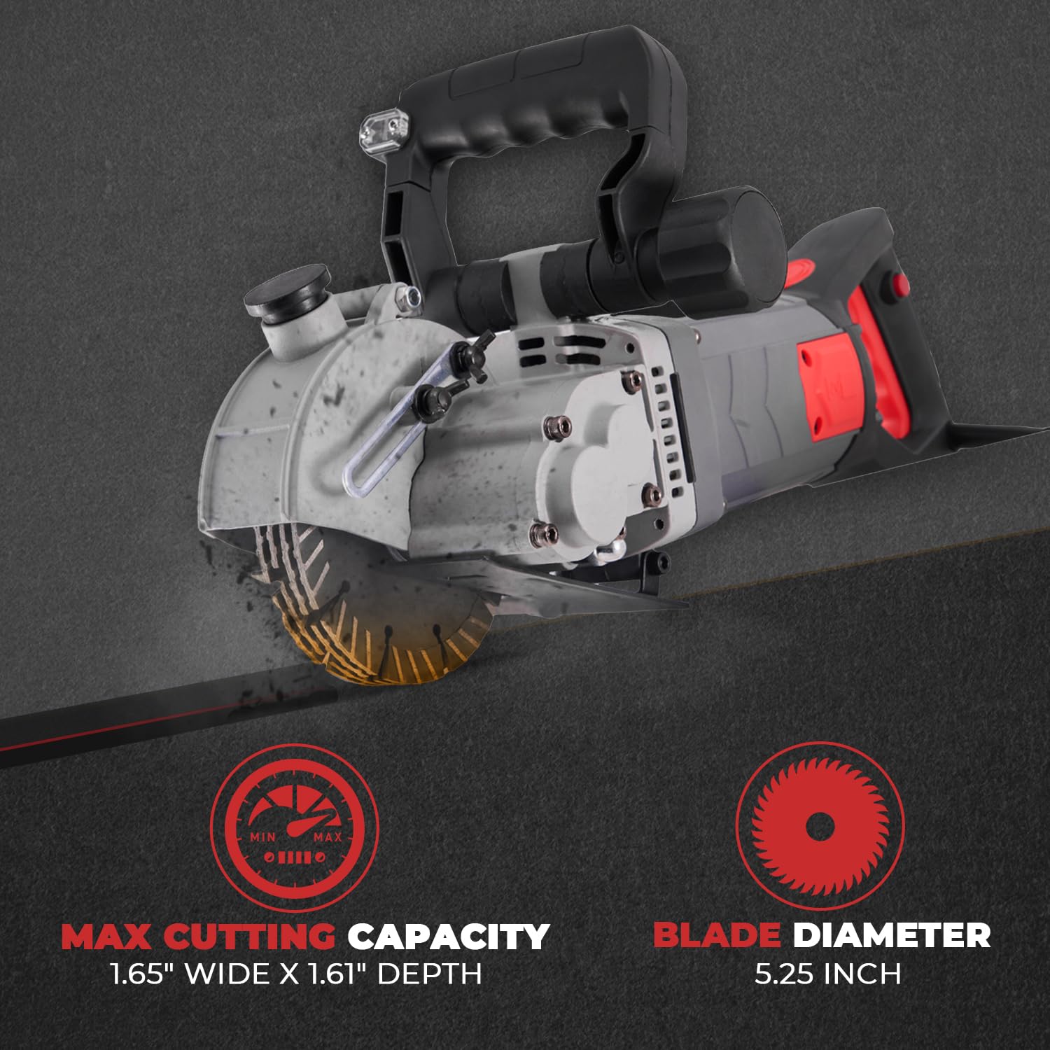 XtremepowerUS 3000W Electric Wall Chaser Concrete Groove Cutter with Water Pump & Case - Professional Slotting Machine for Concrete, Brick, and Tile Cutting - Perfect for Construction, Renovation, and DIY Projects